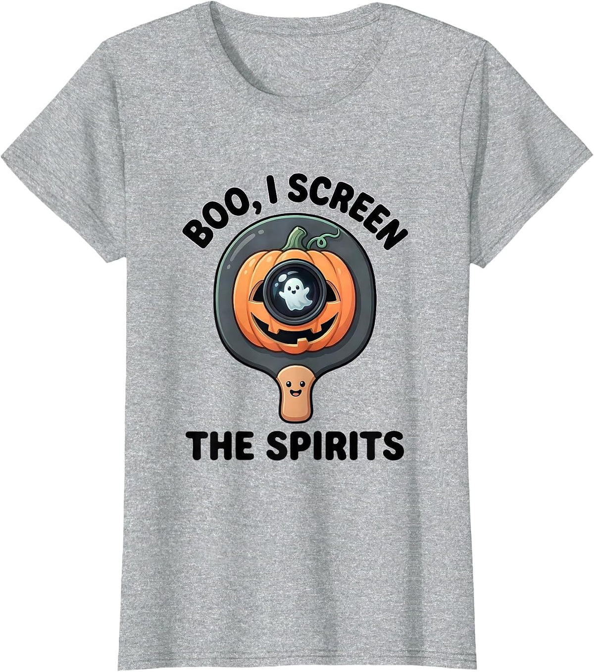 Women's Boo I Screen The Spirits Cute Kawaii Halloween Optometrist T-Shirt - Heather Grey