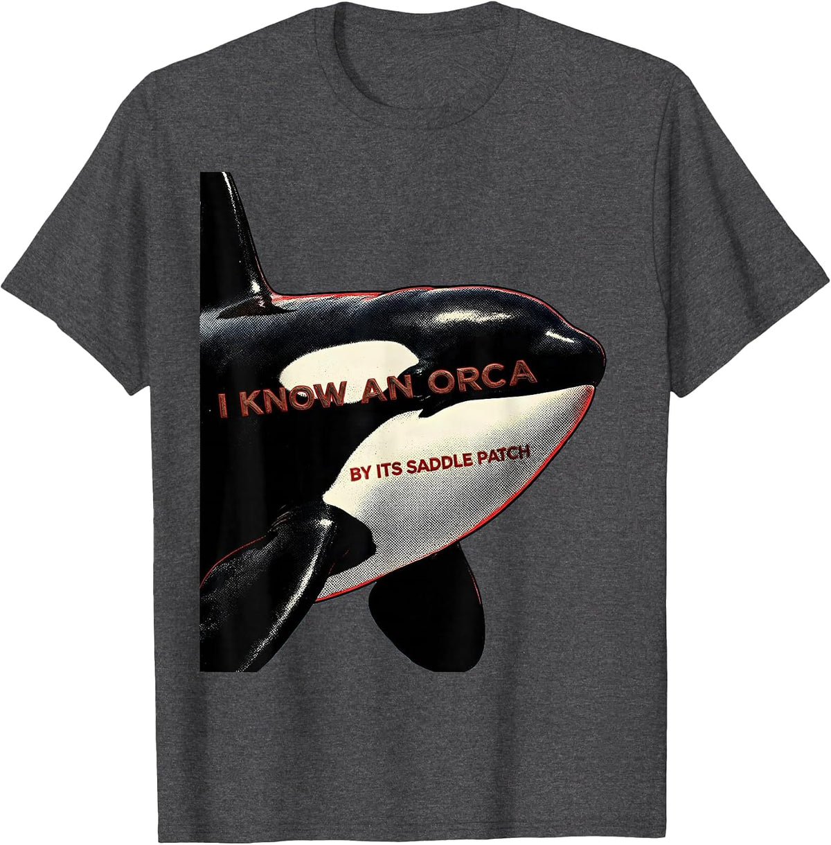 I Know An Orca By Its Saddle Patch Funny Orca Whale Ocean T-Shirt - Dark Heather Grey