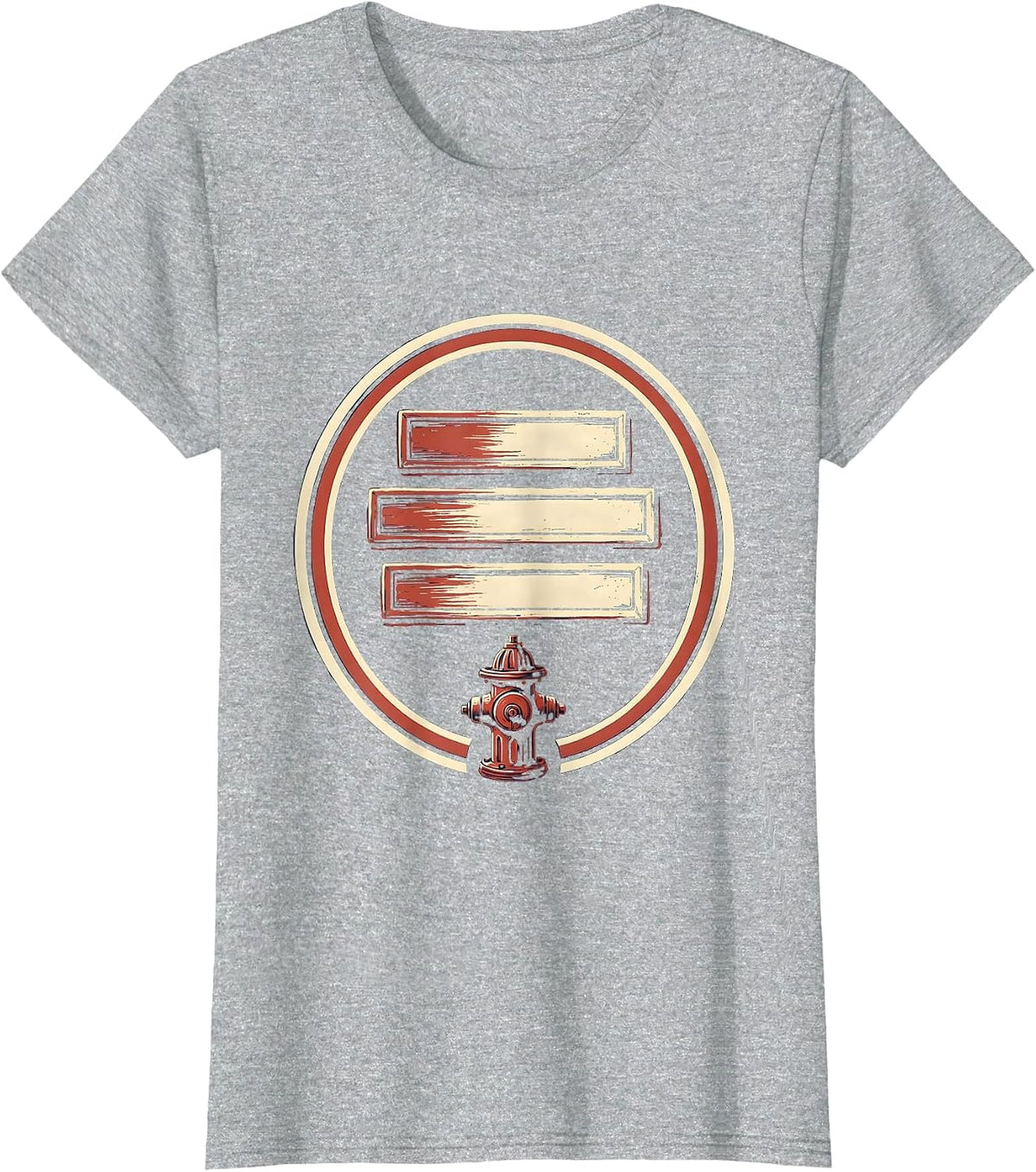 Vintage Firefighter Memorial Badge Thin Red Line Pride T-Shirt - Heather Grey