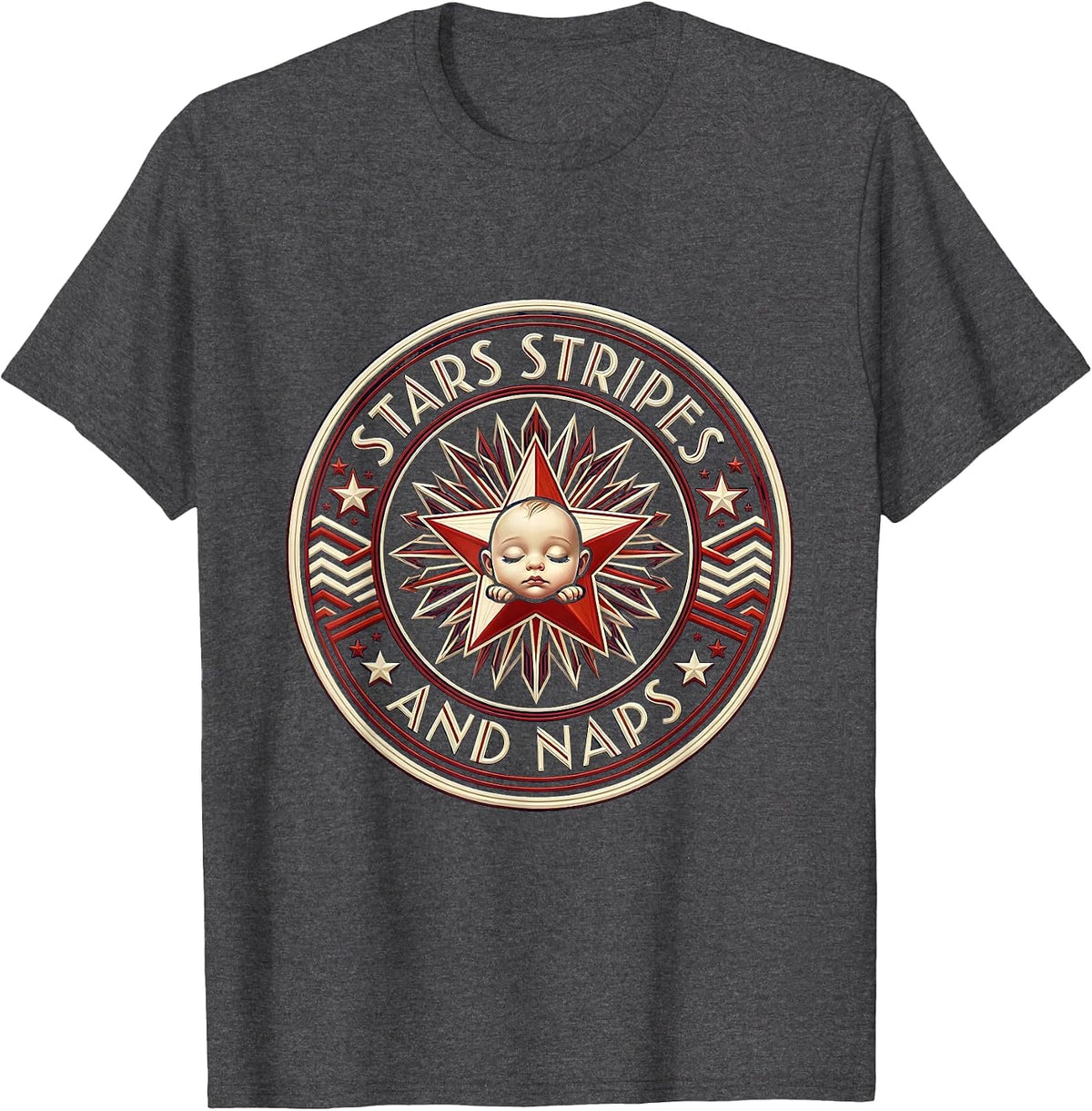 Stars Stripes and Naps Kids Patriotic Design T-Shirt - Dark Heather Grey