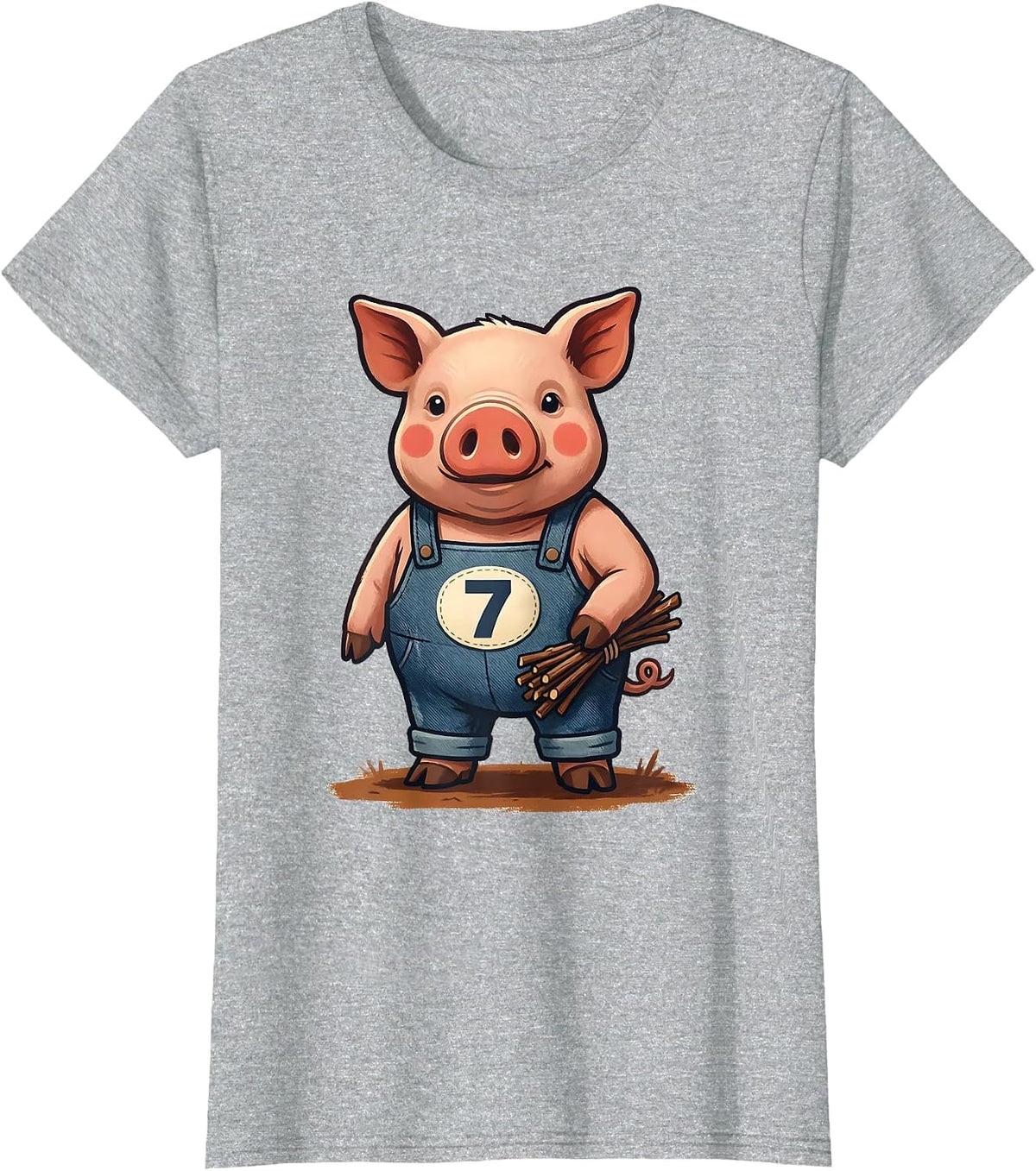 7 Funny Pig Lover Halloween Costume Humor T-Shirt - Heather Grey