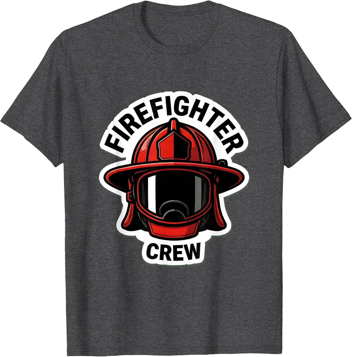Firefighter Crew Matching Halloween Group Costume Sticker T-Shirt - Dark Heather Grey