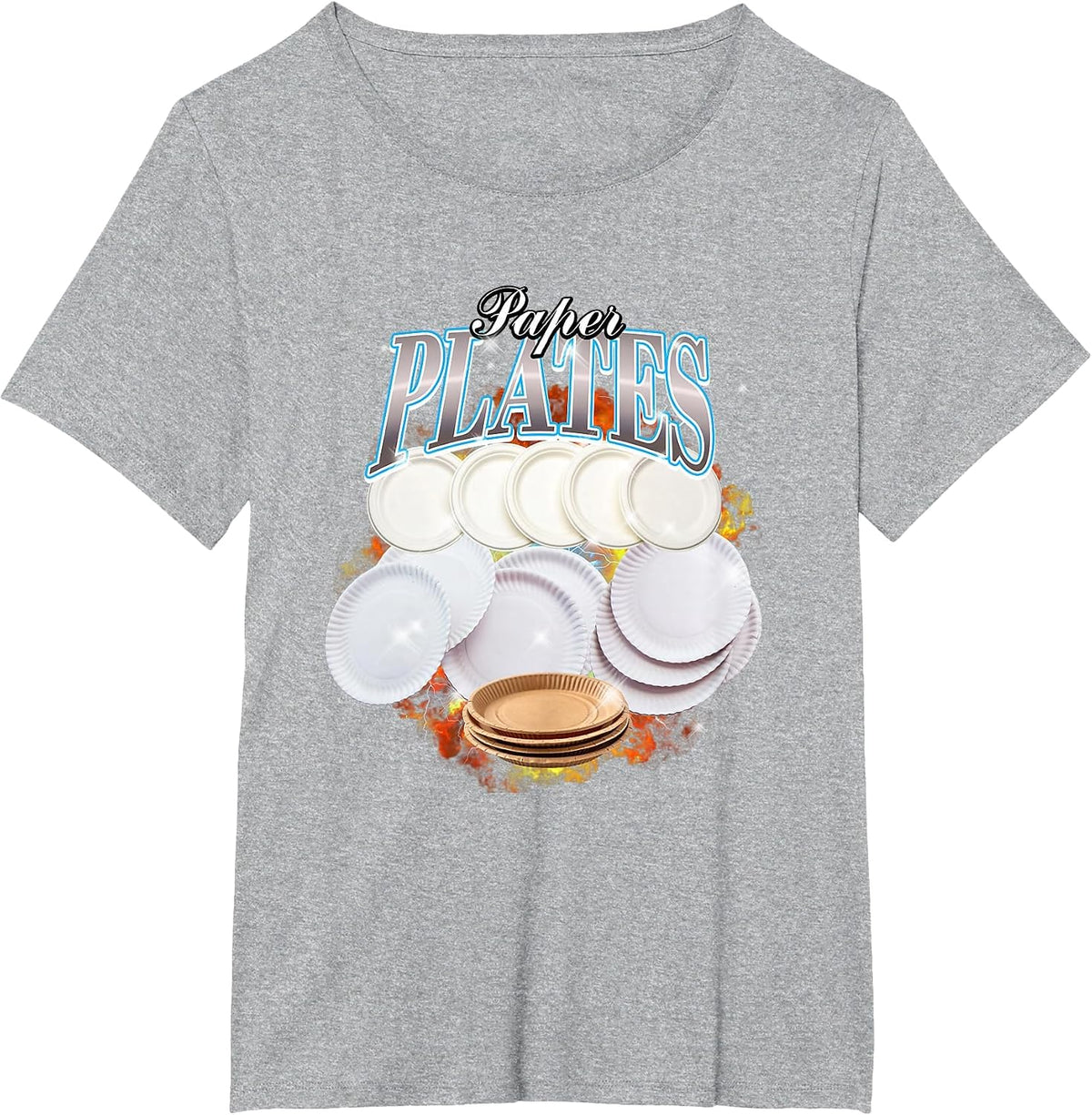 Thanksgiving Paper Plates Bootleg 90's Rap Rock Vintage T-Shirt - Heather Grey