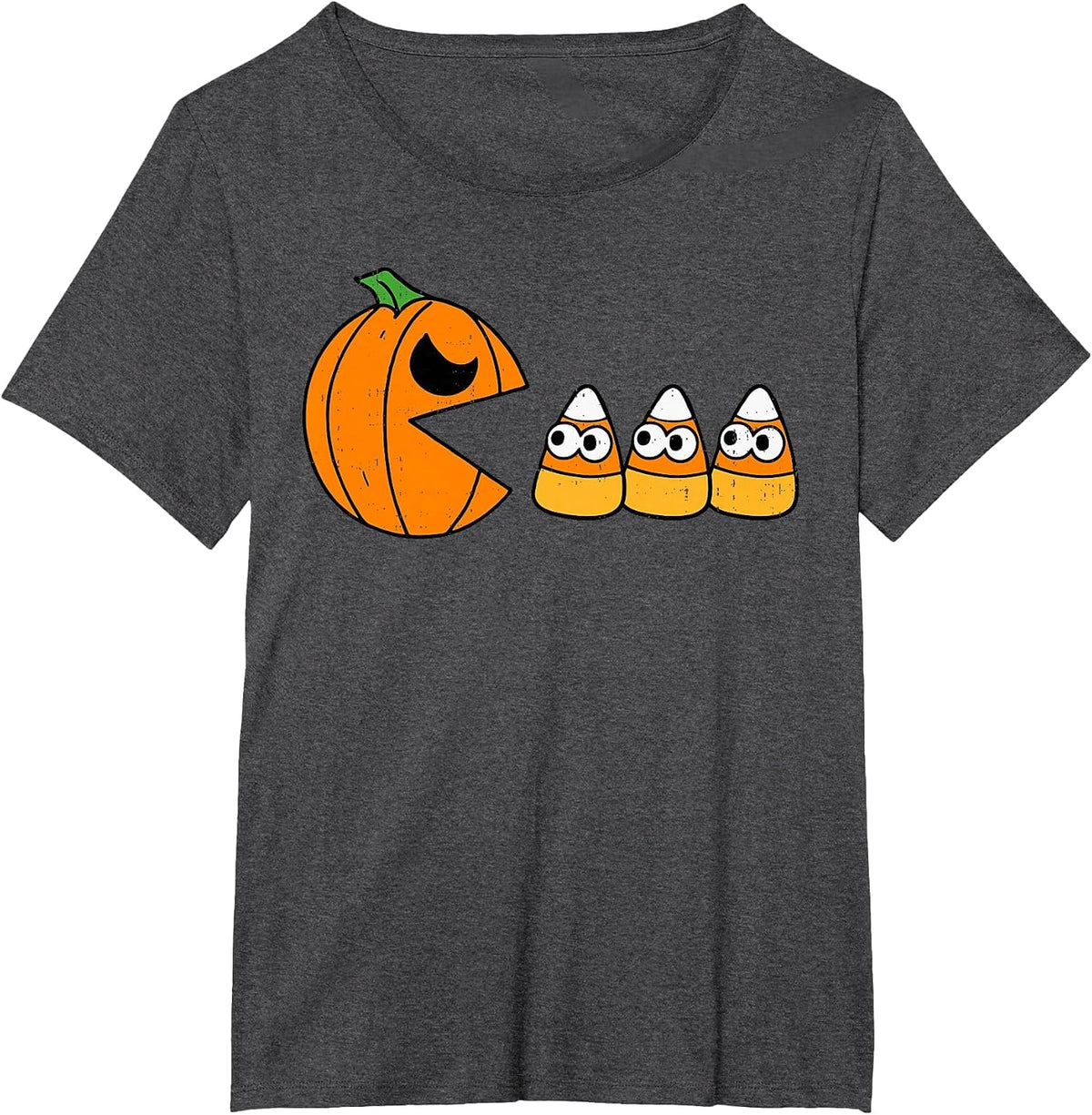 Pumpkin Eating Candy Gamer Halloween Gaming Game Boys Teens T-Shirt - Dark Heather Grey