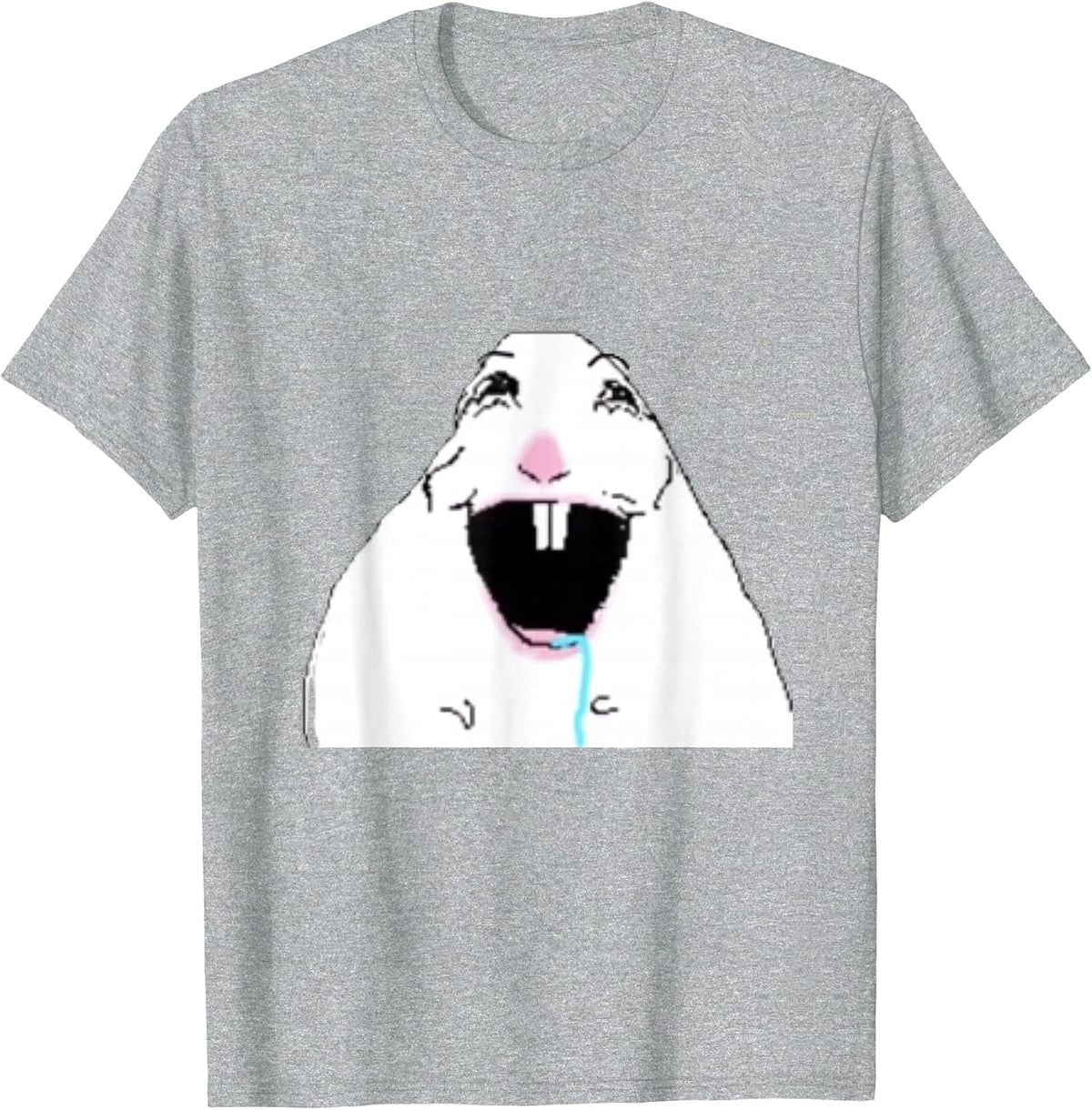 Silly Drooling White Hamster T-Shirt - Heather Grey