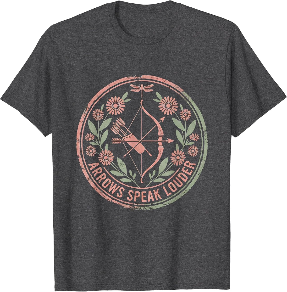 Arrows Speak Louder Bold Archery Quote Design T-Shirt - Dark Heather Grey