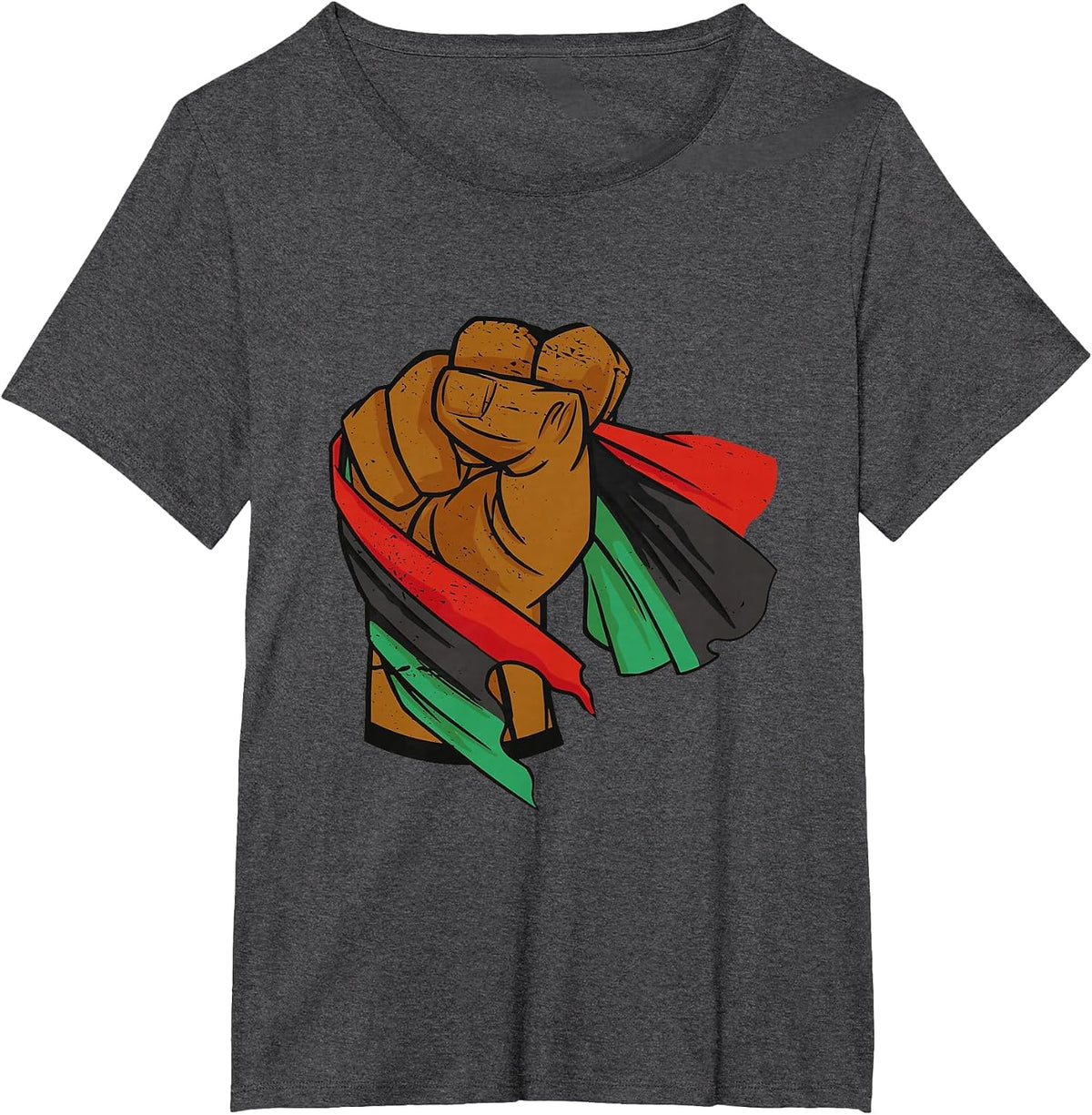 Black Liberation Flag Juneteenth Pan African UNIA Flag T-Shirt - Dark Heather Grey