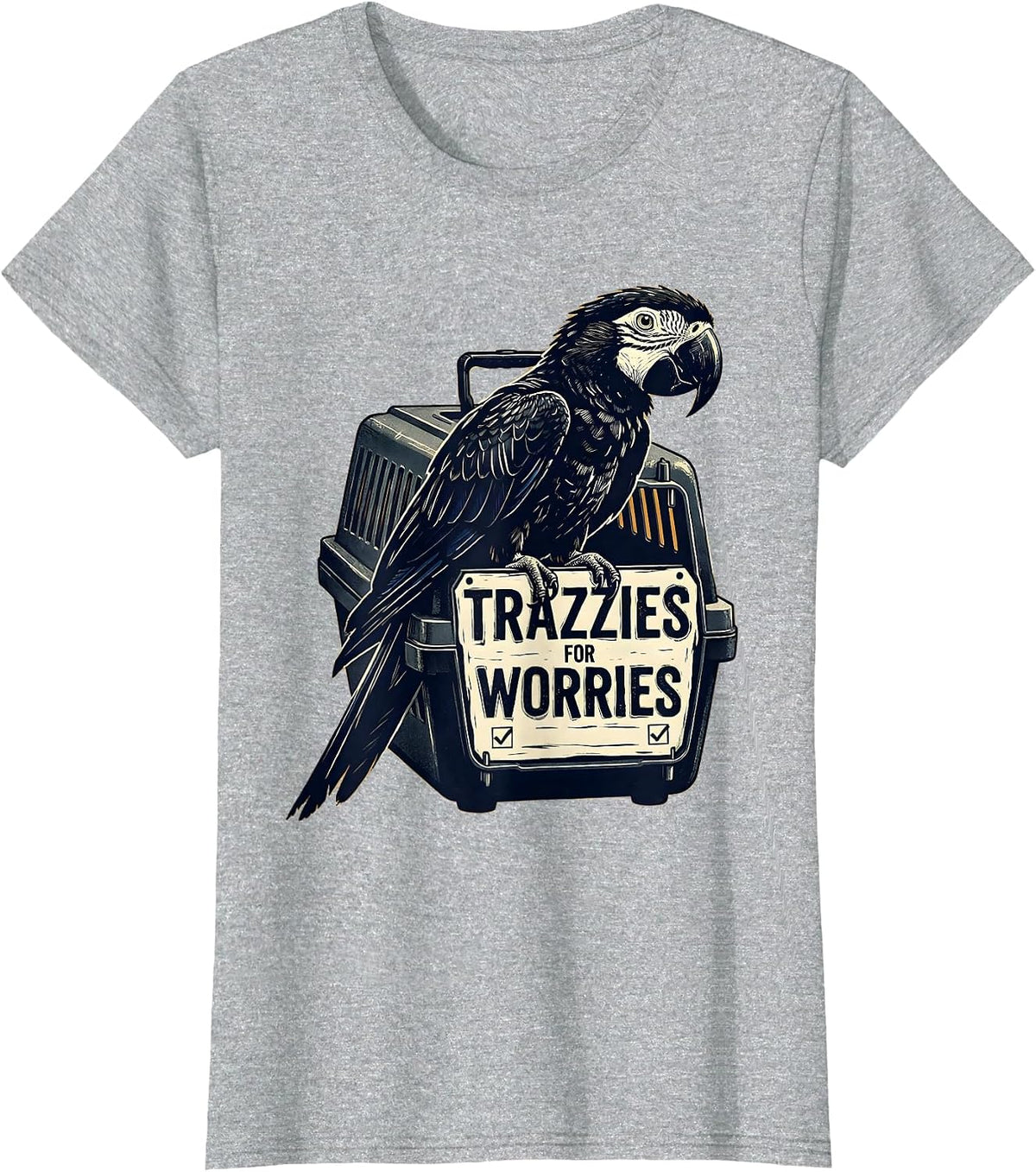Trazzies For Worries Linocut Vet Tech Veterinary Technician T-Shirt - Heather Grey
