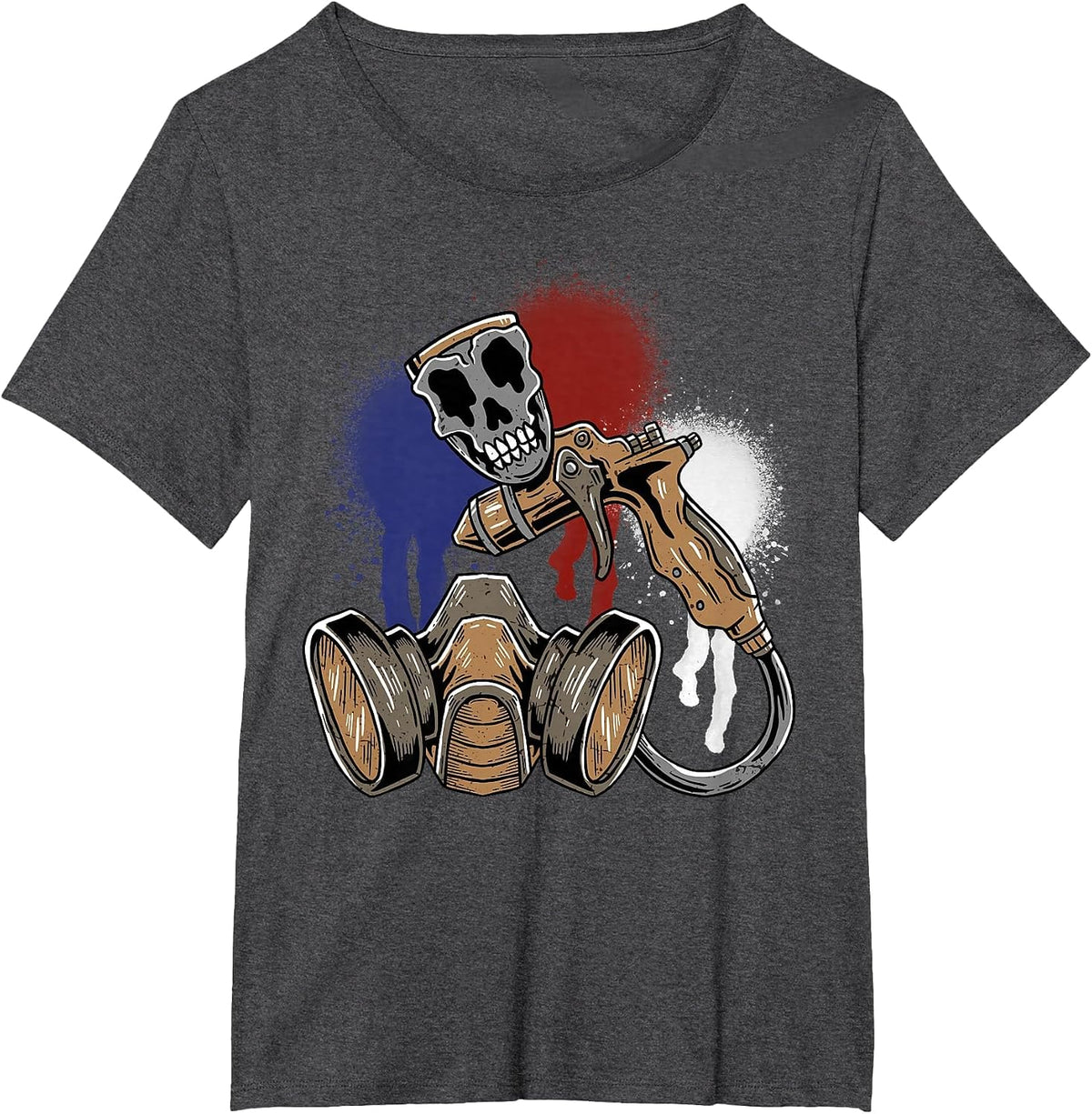 Auto Body Mask Vehicle Sprayer Skull Automotive Car Painter T-Shirt - Dark Heather Grey
