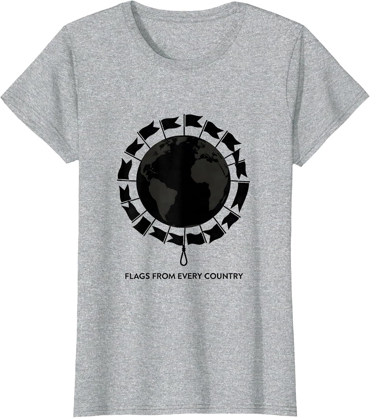 Flags From Every Country World Flags Global Unity Geography T-Shirt - Heather Grey