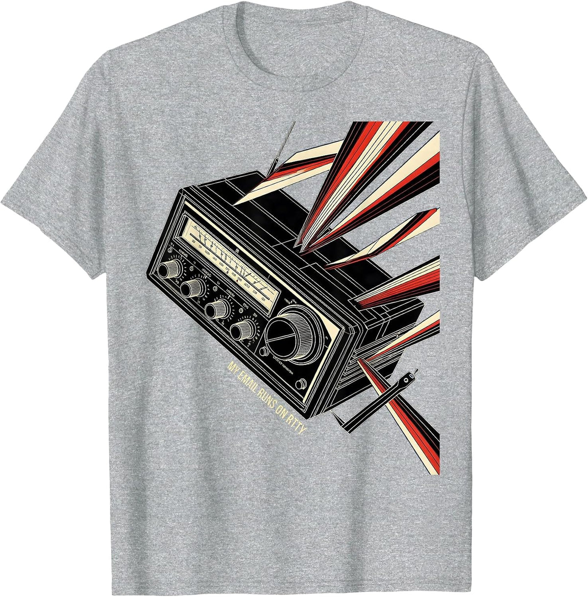 Men's My Email Runs On RTTY Funny Ham Radio Operator Hobbyist T-Shirt - Heather Grey