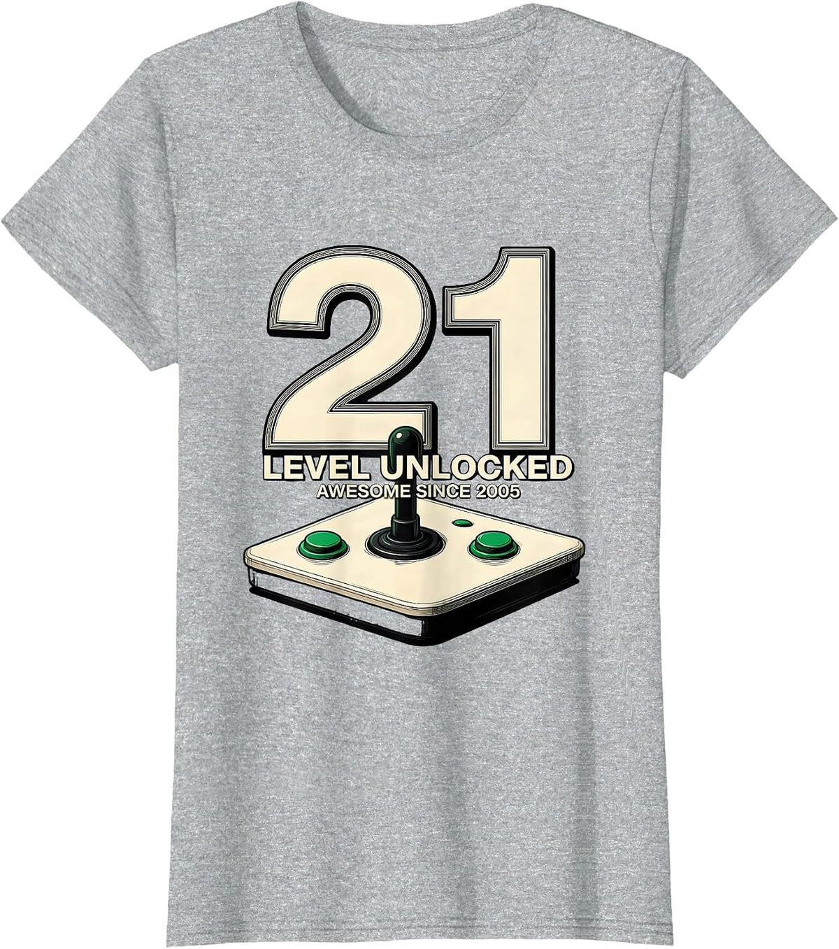 Women's Level 21 Unlocked Awesome Since 2005 21st Birthday Gaming T-Shirt - Heather Grey