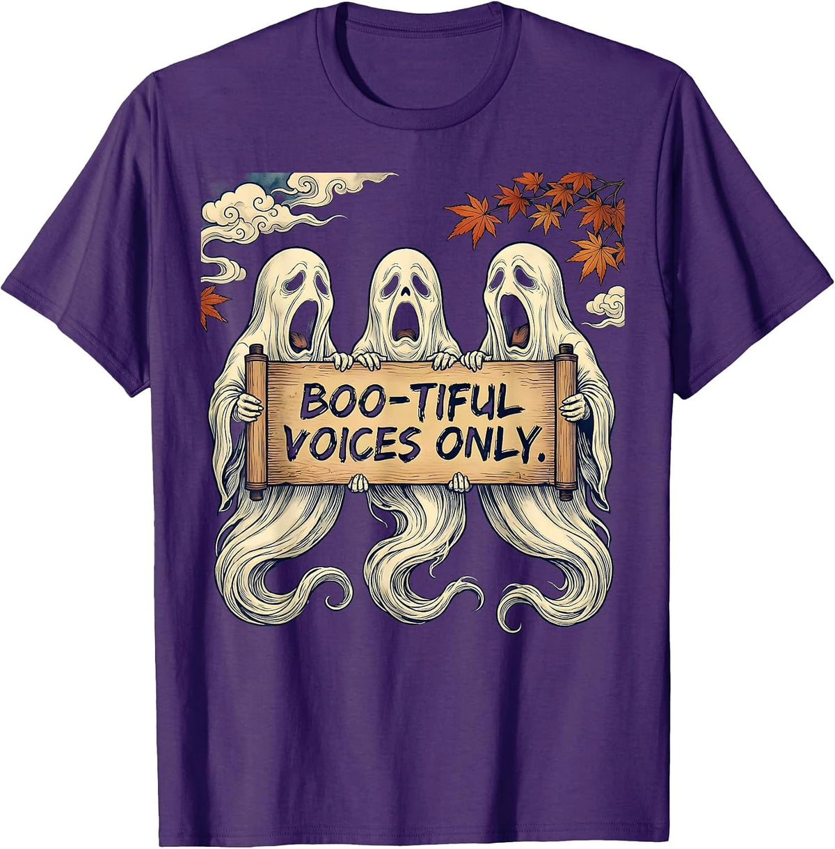 Men's Boo-tiful Voices Only Halloween Ghost Choir T-Shirt - Purple