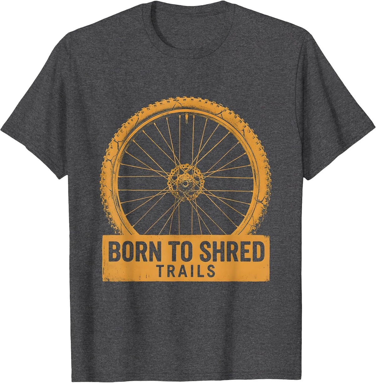 Born to Shred Trails MTB Graphic Design T-Shirt - Dark Heather Grey