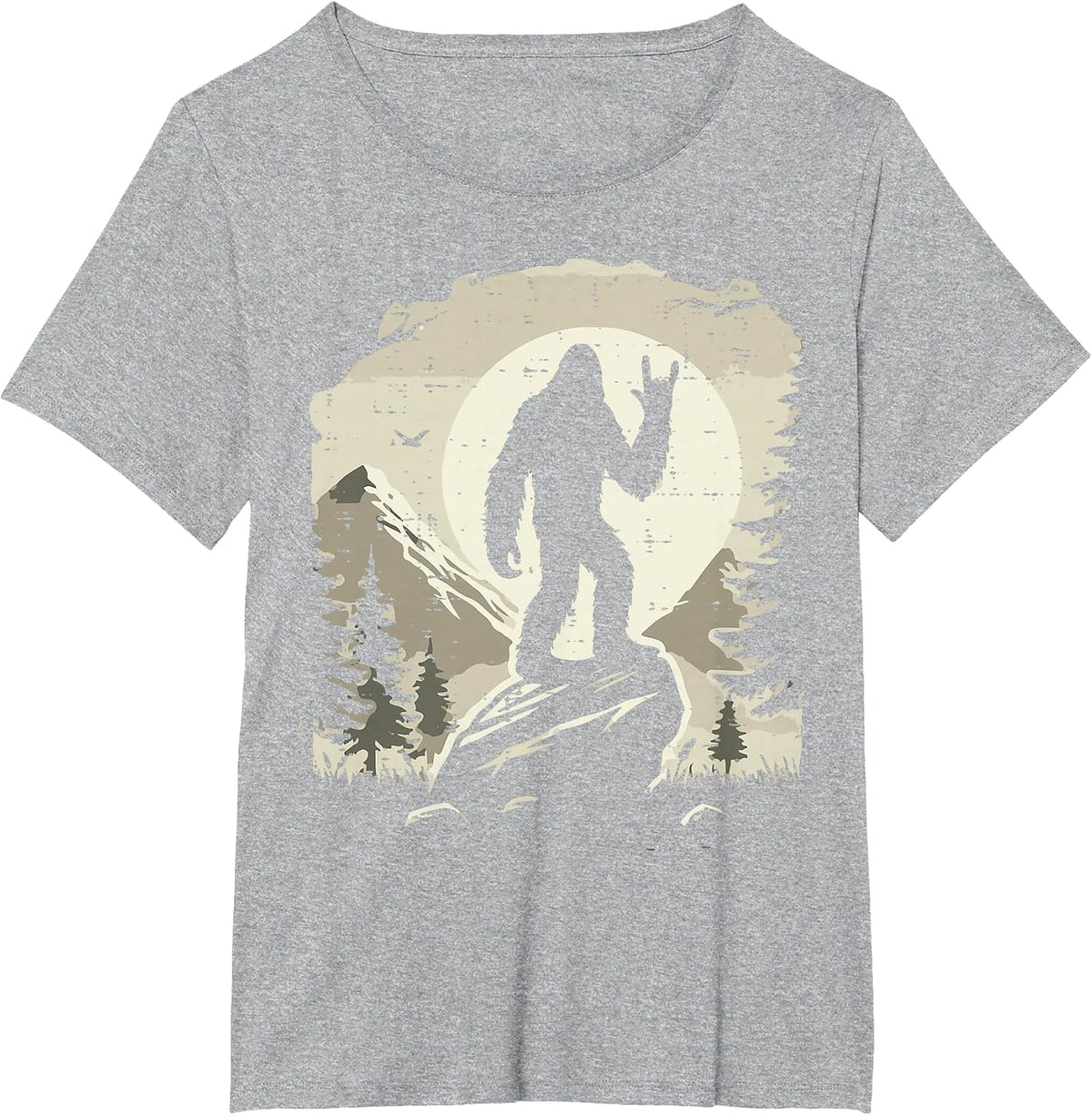 Sasquatch Rock Hand Moon Bigfoot Rocker Punk Men Boys Kids T-Shirt - Heather Grey