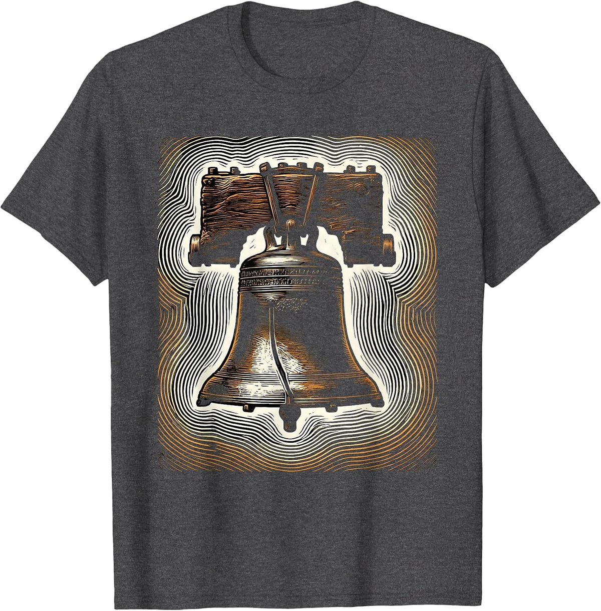 Men's Ringing Bell Sound Waves Graphic Tee for Teachers T-Shirt - Dark Heather Grey