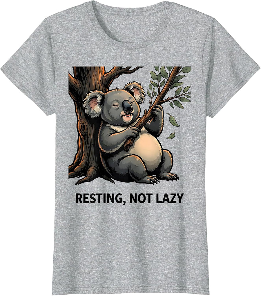Resting Not Lazy Funny Koala Lover Animal Humor T-Shirt - Heather Grey