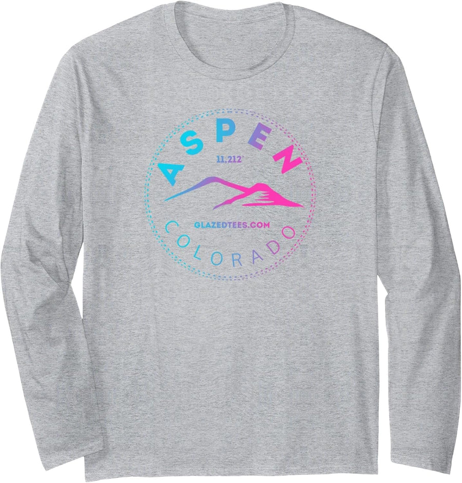 Aspen Colorado - Rocky Mountain Retro Hiking & Camping Long Sleeve T-Shirt - Adult Unisex Heather Grey