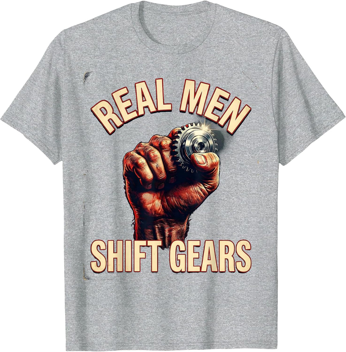 Men's Real Men Shift Gears Car Enthusiast Design T-Shirt - Heather Grey