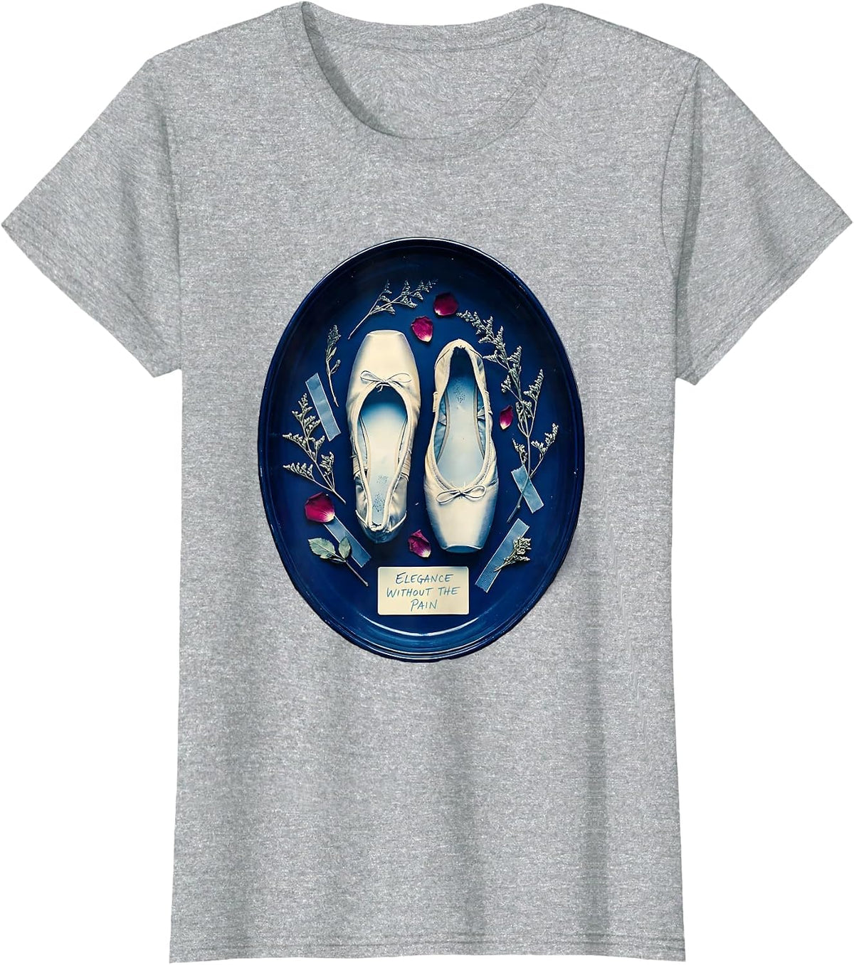 Elegance Without The Pain Ballet Flat Design T-Shirt - Heather Grey
