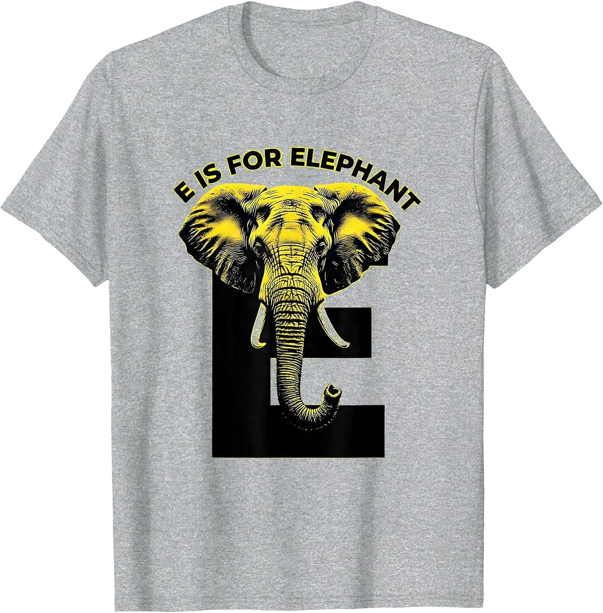 Men's E Is For Elephant Stencil Graphic Kids Alphabet Learning T-Shirt - Heather Grey