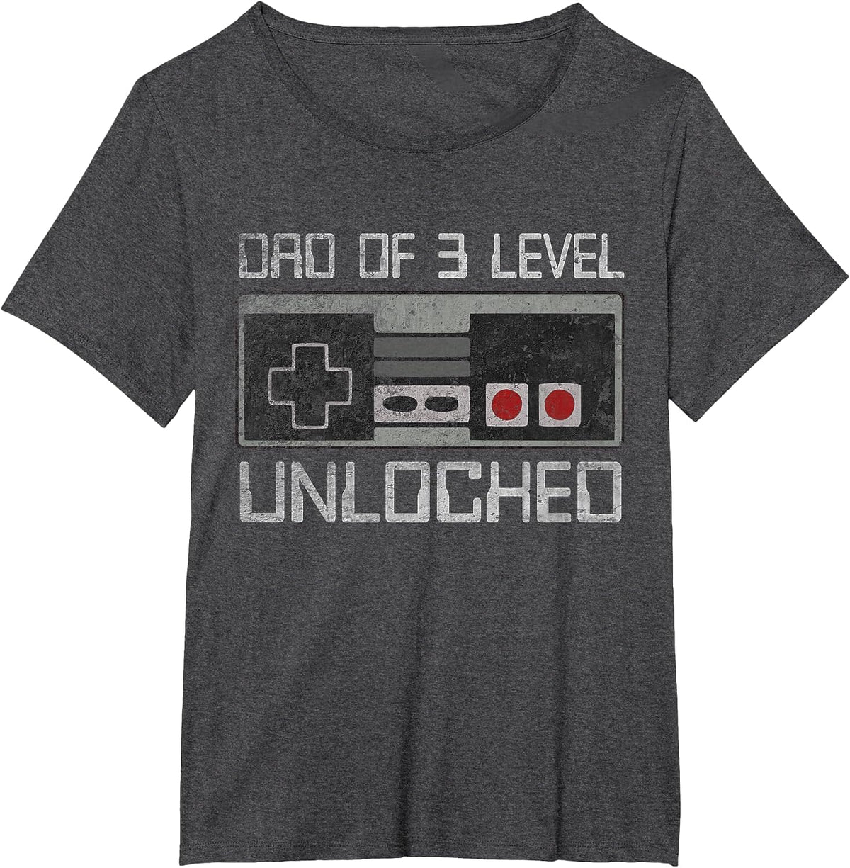 Daddy Again Leveled Up to Dad of 3 Level Unlocked Father Day T-Shirt - Dark Heather Grey