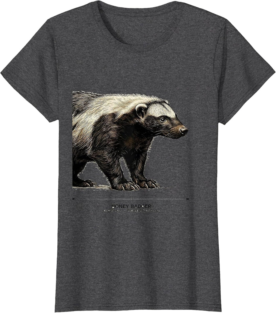 Women's Honey Badger — Disposition: Unteachable Confidence Funny T-Shirt - Dark Heather Grey