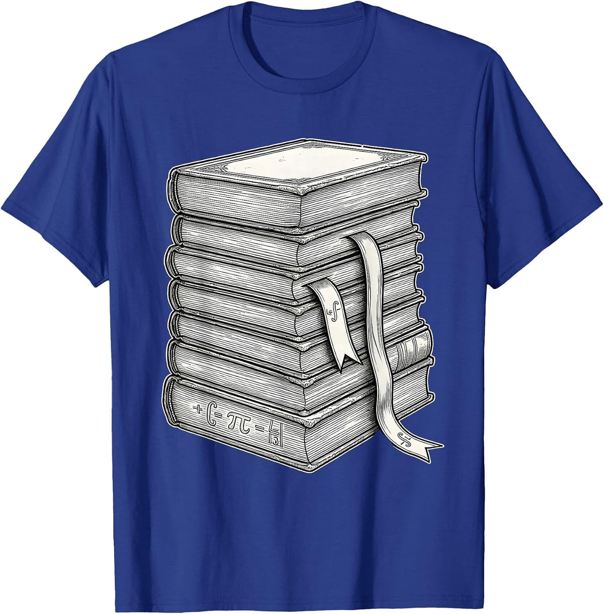 Math Teacher Stacked Textbooks Graphic Design T-Shirt - Royal Blue