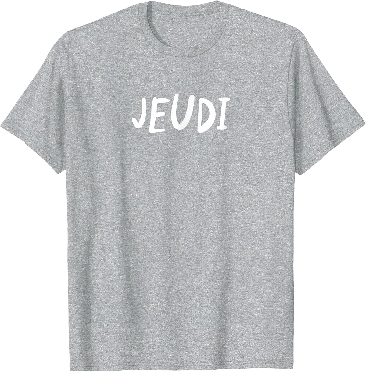 Thursday Day of Week Simple Lettering Tee in French-Jeudi T-Shirt - Heather Grey