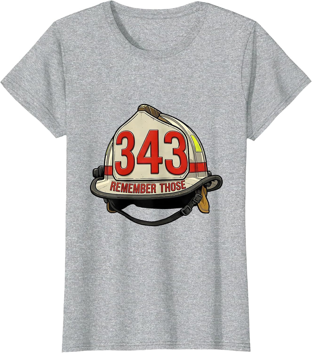 Women's Remember Those 343 Firefighter Pride Memorial Tribute T-Shirt - Heather Grey