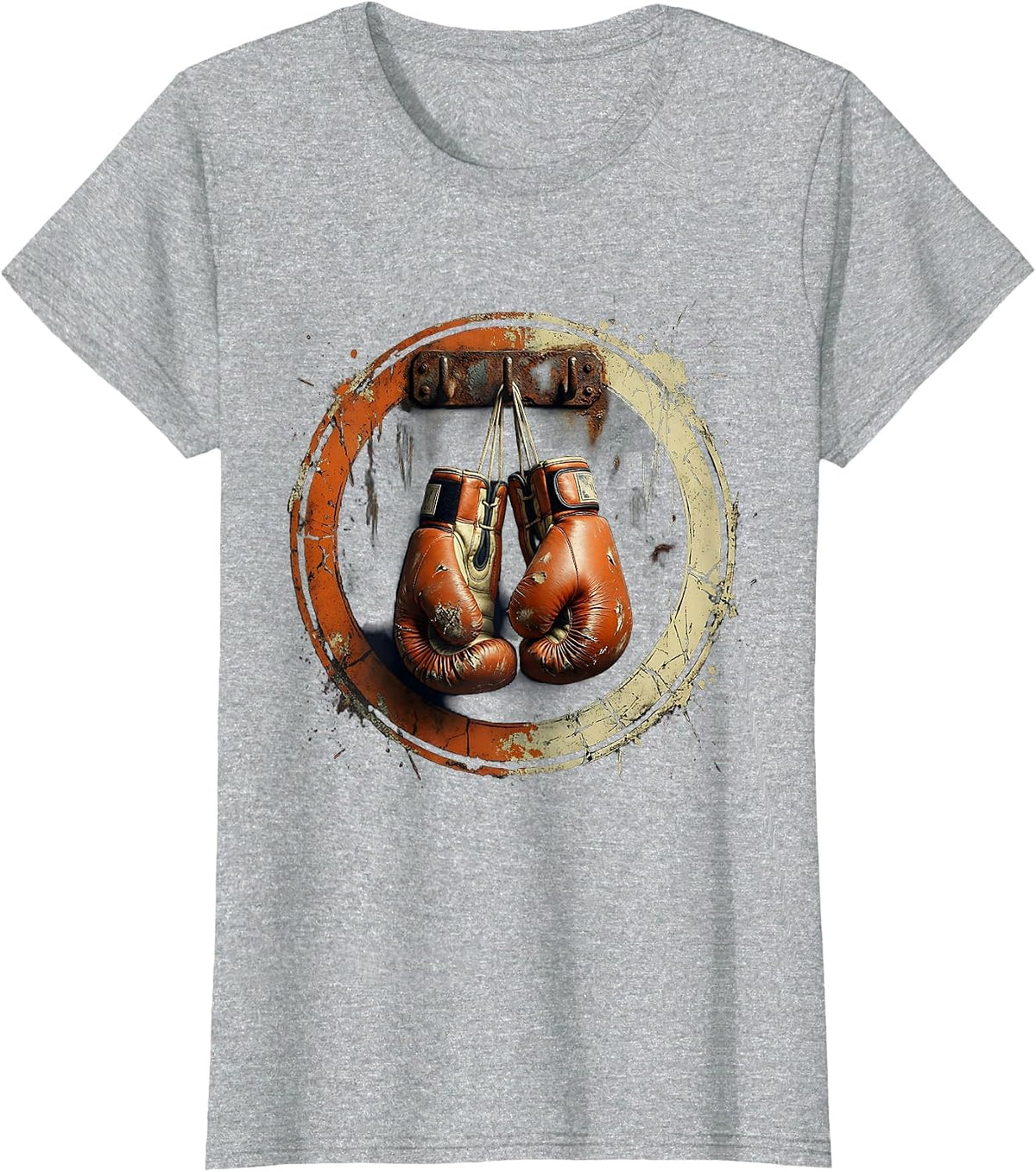 Neon Boxing Gloves Hanging From Hook T-Shirt - Heather Grey