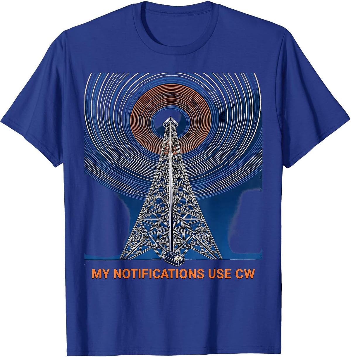 Men's My Notifications Use CW Retro Futurist Ham Radio Operator T-Shirt - Royal Blue