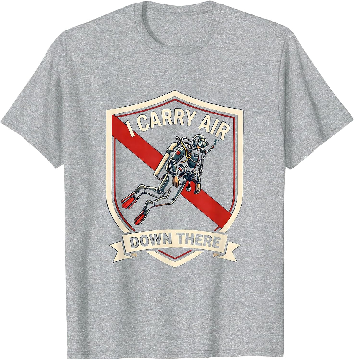 Men's I Carry Air Down There Funny Scuba Diver Humor T-Shirt - Heather Grey