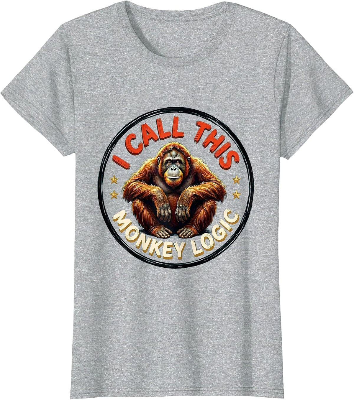 I Call This Monkey Logic Funny Thinking Monkey Meme Animal T-Shirt - Heather Grey