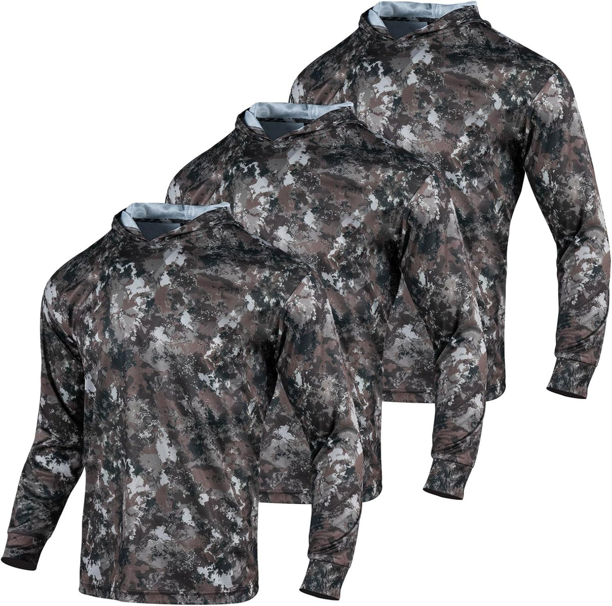 Camo Shirt for Men with Hood Long Sleeve Hunting Shirts Lightweight Camo Fishing Hoodie Military Tactical Shirt - Woodland