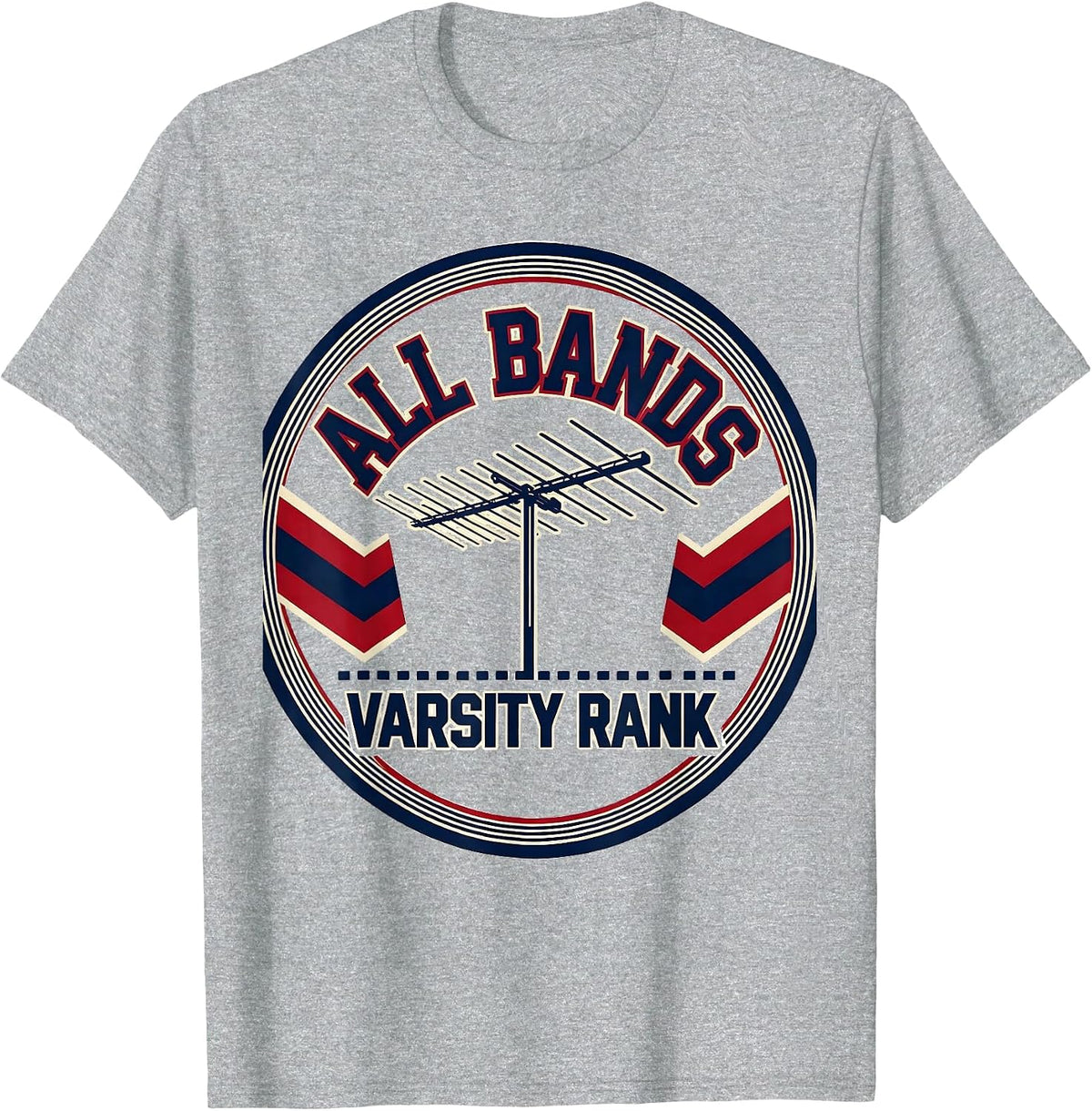 Men's All Bands Varsity Rank Sports Ham Radio Operator Hobbyist T-Shirt - Heather Grey