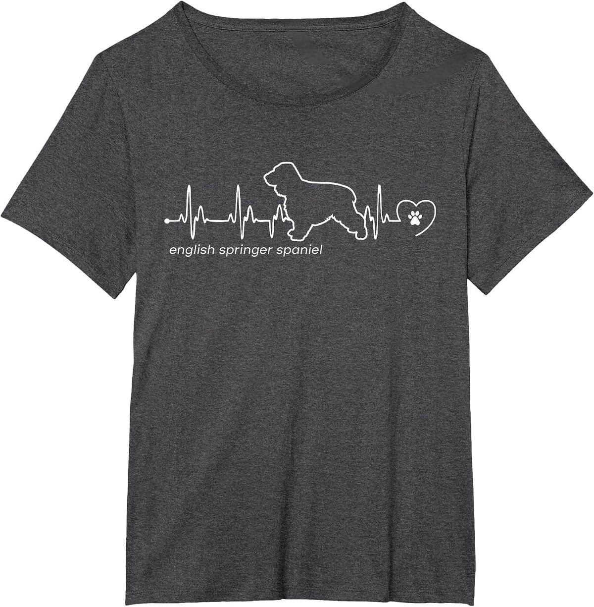 Heartbeat English Springer Spaniel T-Shirt - Dark Heather Grey