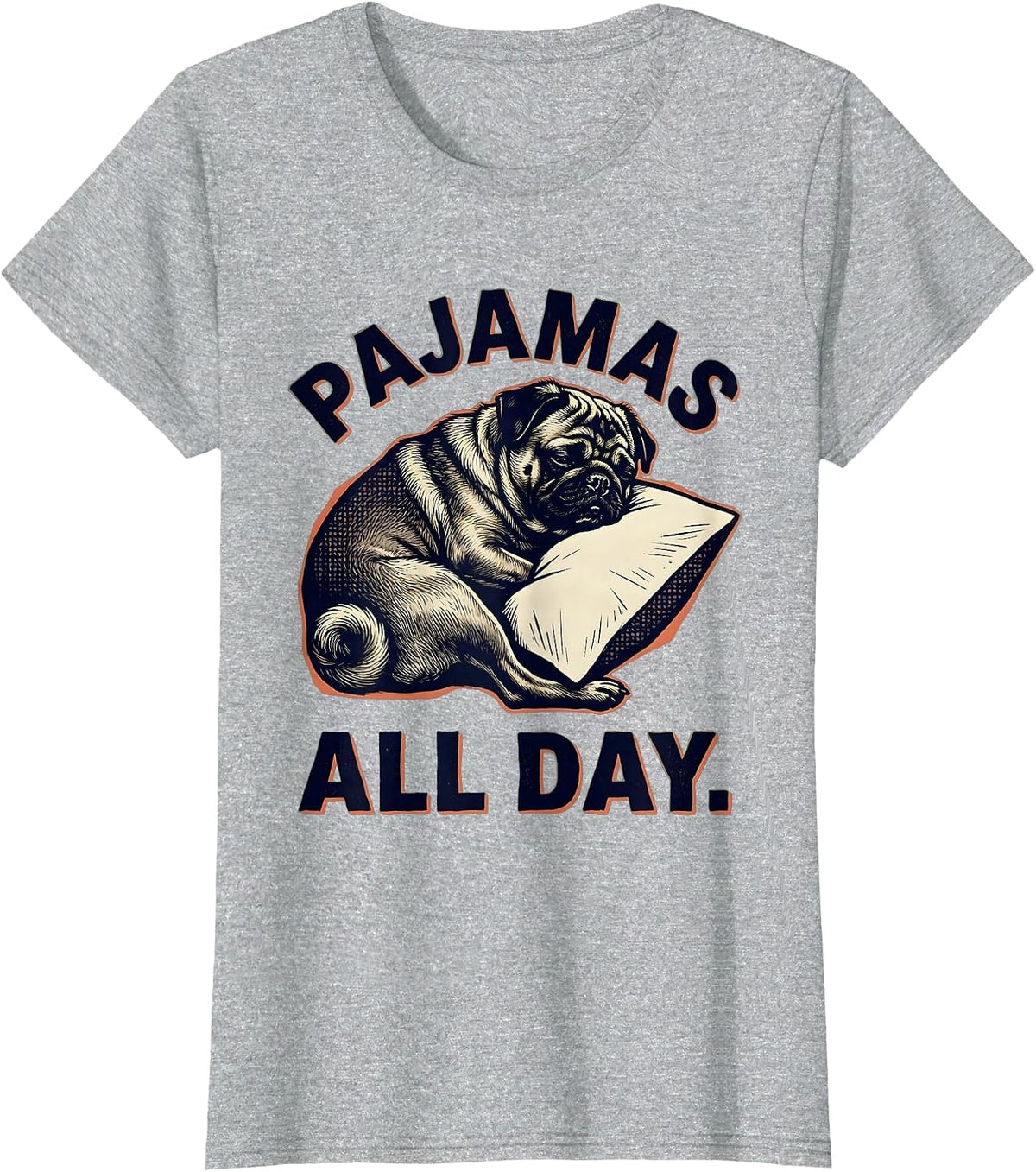 Pajamas All Day Funny Sleeping Pug Pajama Men Women Kids T-Shirt - Heather Grey