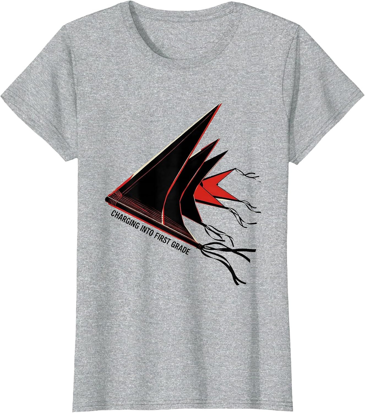 Charging Into First Grade Futurist Dynamism Girls Back T-Shirt - Heather Grey