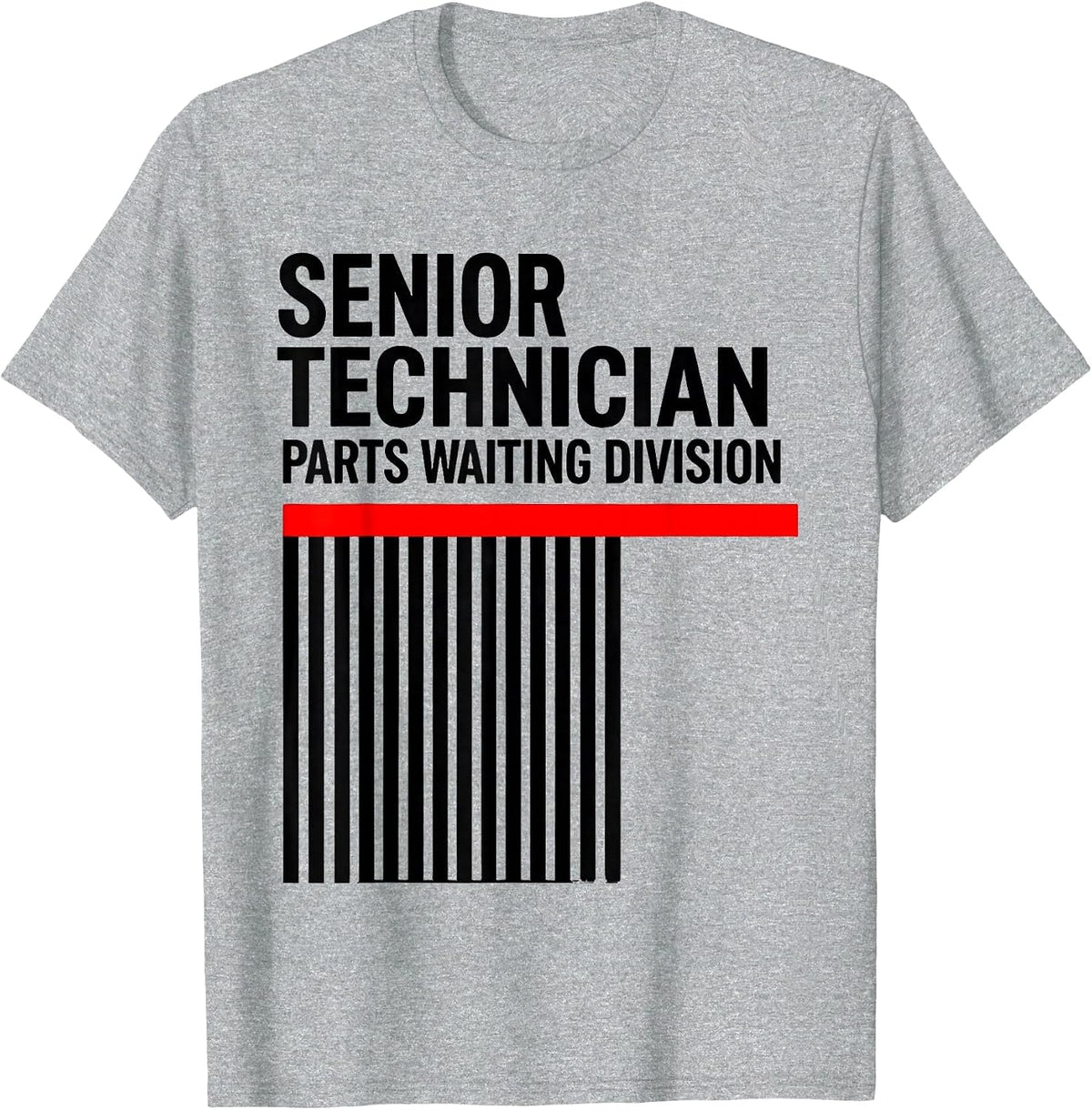 Men's Senior Technician Parts Waiting Division Funny Mechanic T-Shirt - Heather Grey