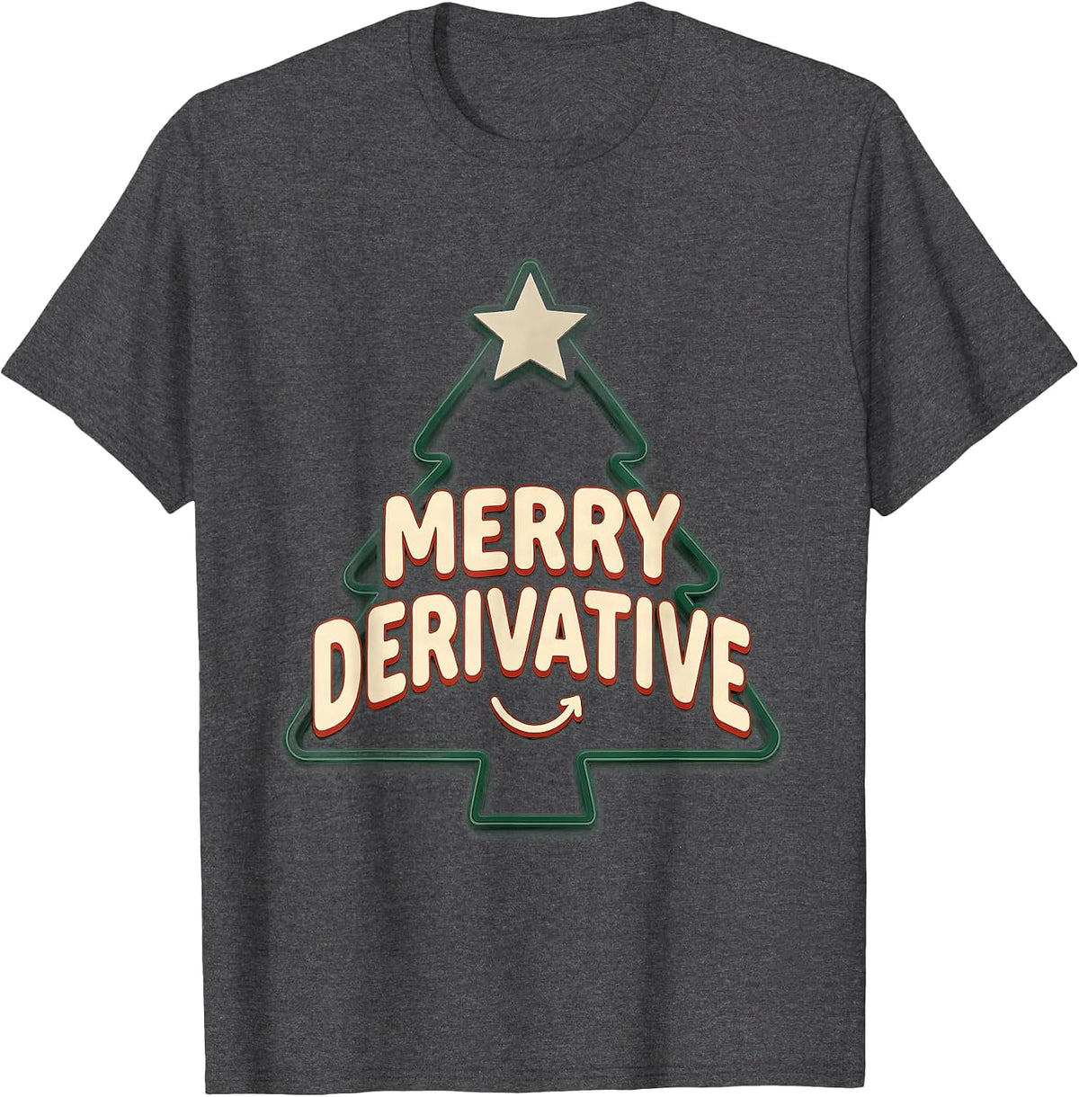 Men's Merry Derivative Math Teacher Christmas Pun Humor T-Shirt - Dark Heather Grey