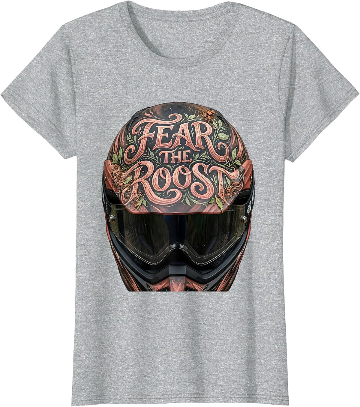 Fear the Roost Motocross Dirt Bike Design T-Shirt - Heather Grey