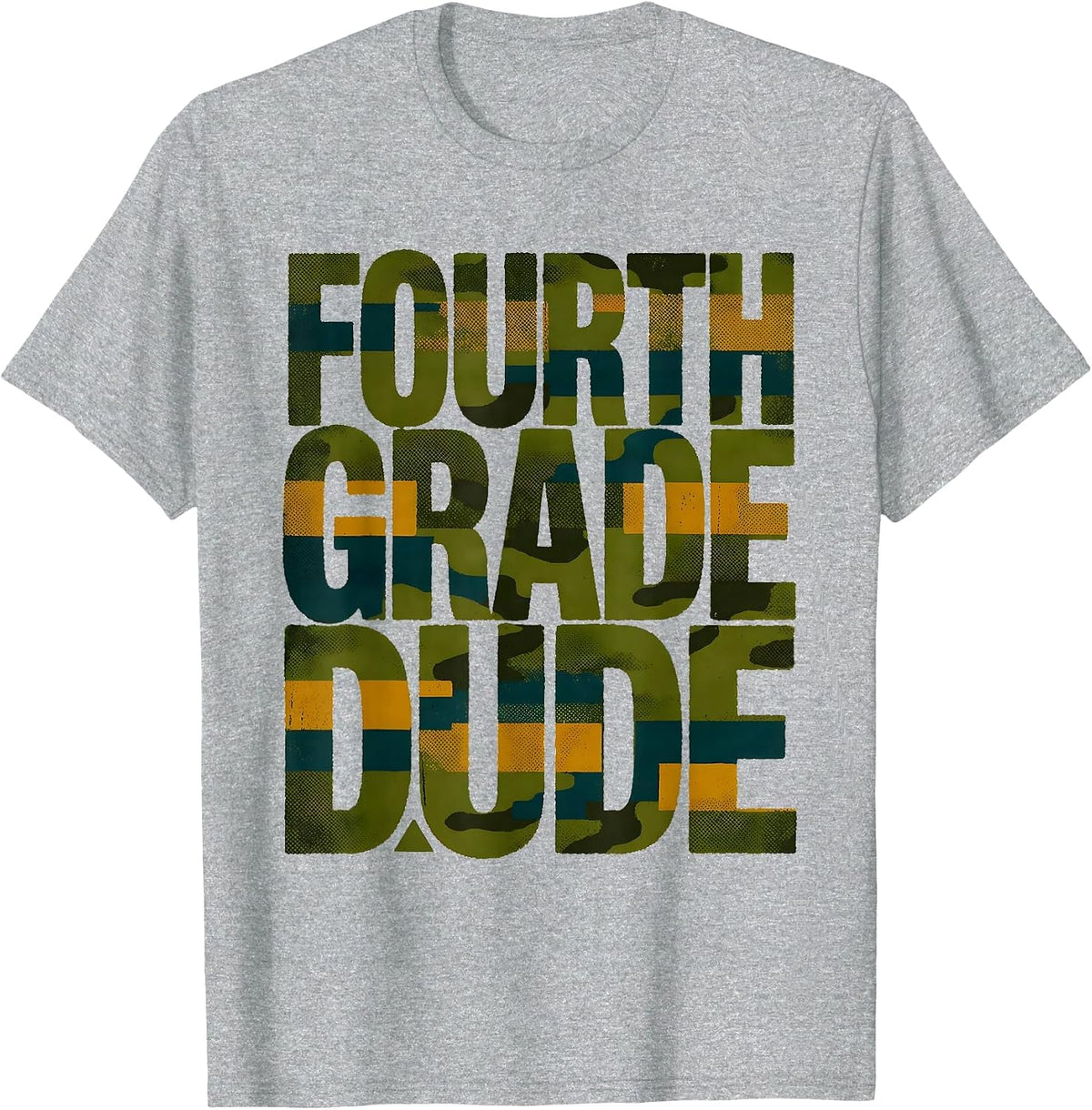 Men's Fourth Grade Dude Camo Back To School Boys First Day T-Shirt - Heather Grey