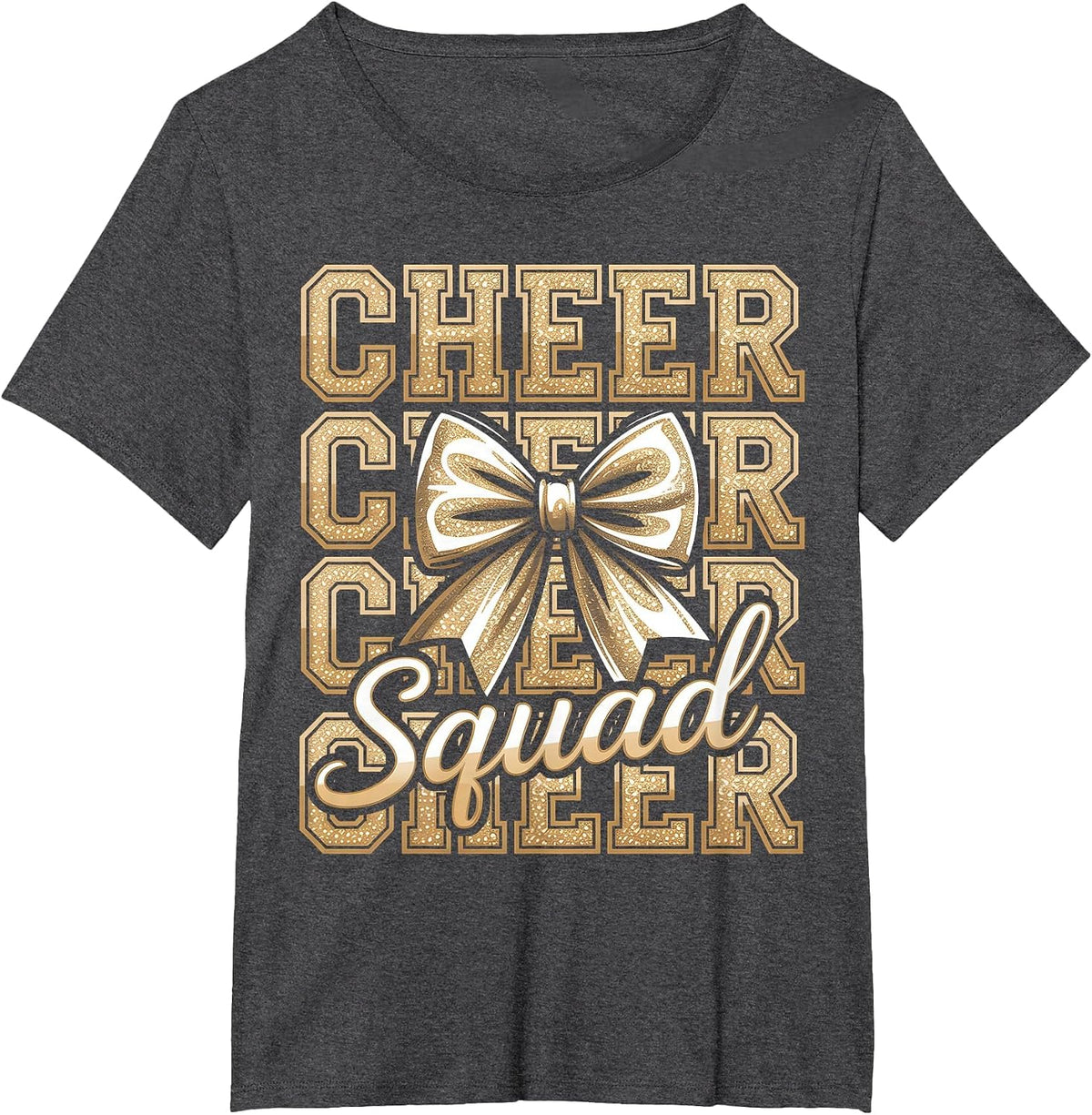 Cheer Squad Gold Funny Sport Cheerleader Cheerleading Team T-Shirt - Dark Heather Grey