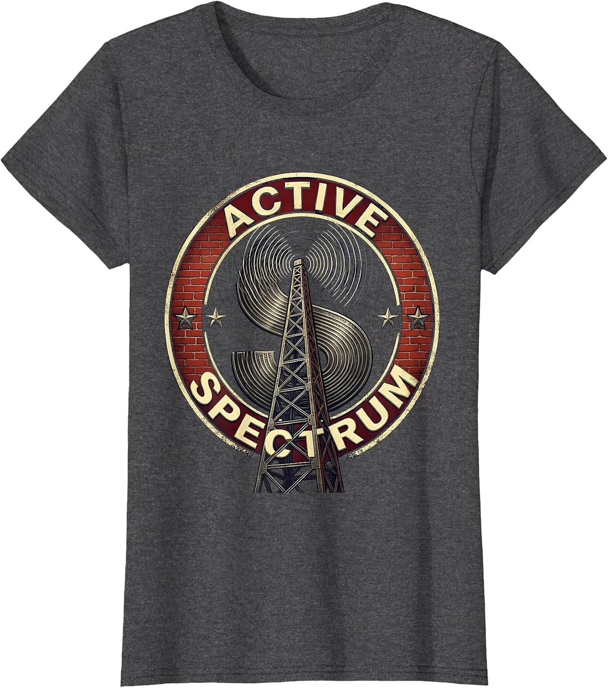 Women's Active Spectrum Patriotic Ham Radio Operator Nerdy Humor T-Shirt - Dark Heather Grey