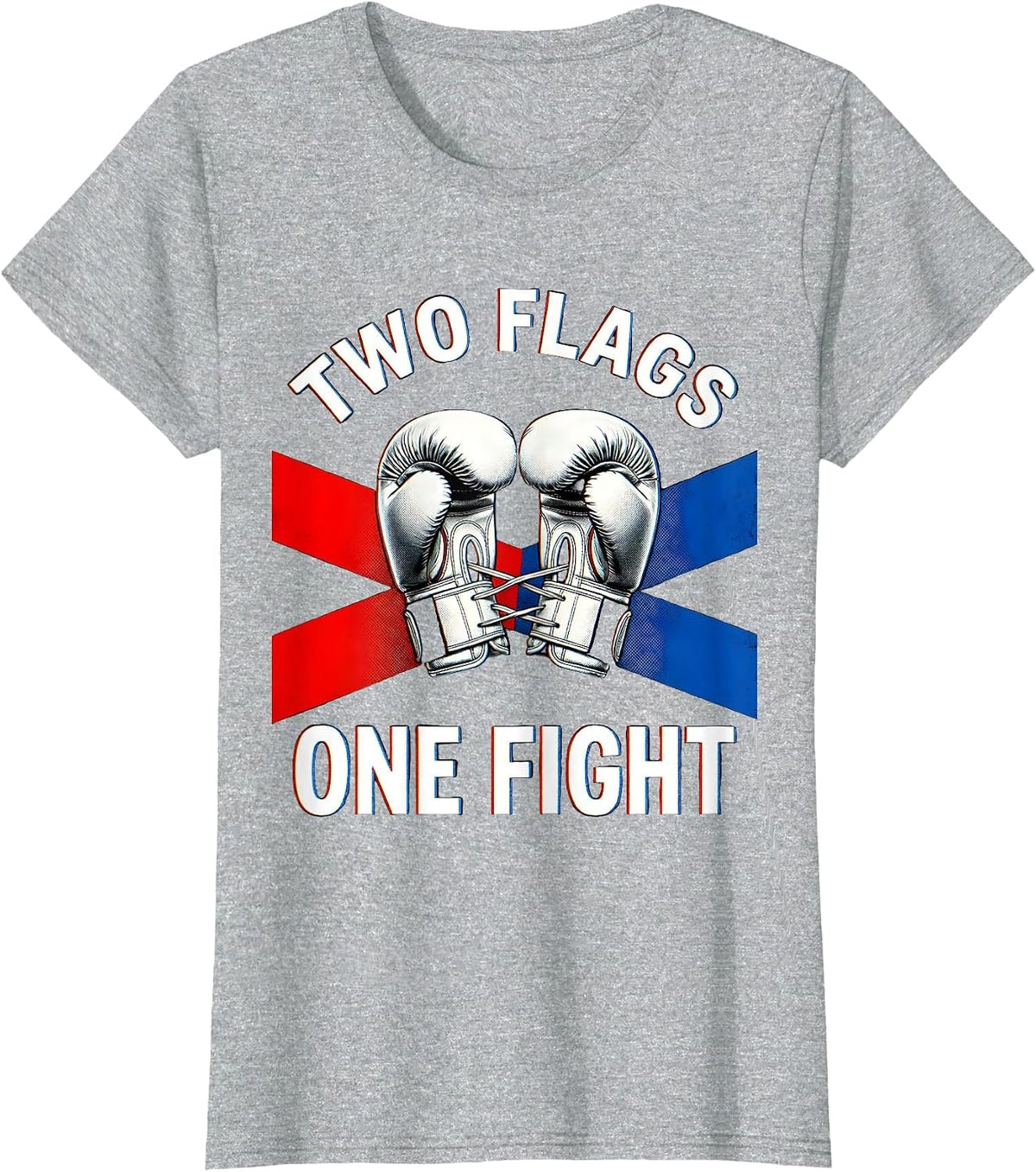 Women's Two Flags One Fight Mexican Boxing Gloves National Pride T-Shirt - Heather Grey