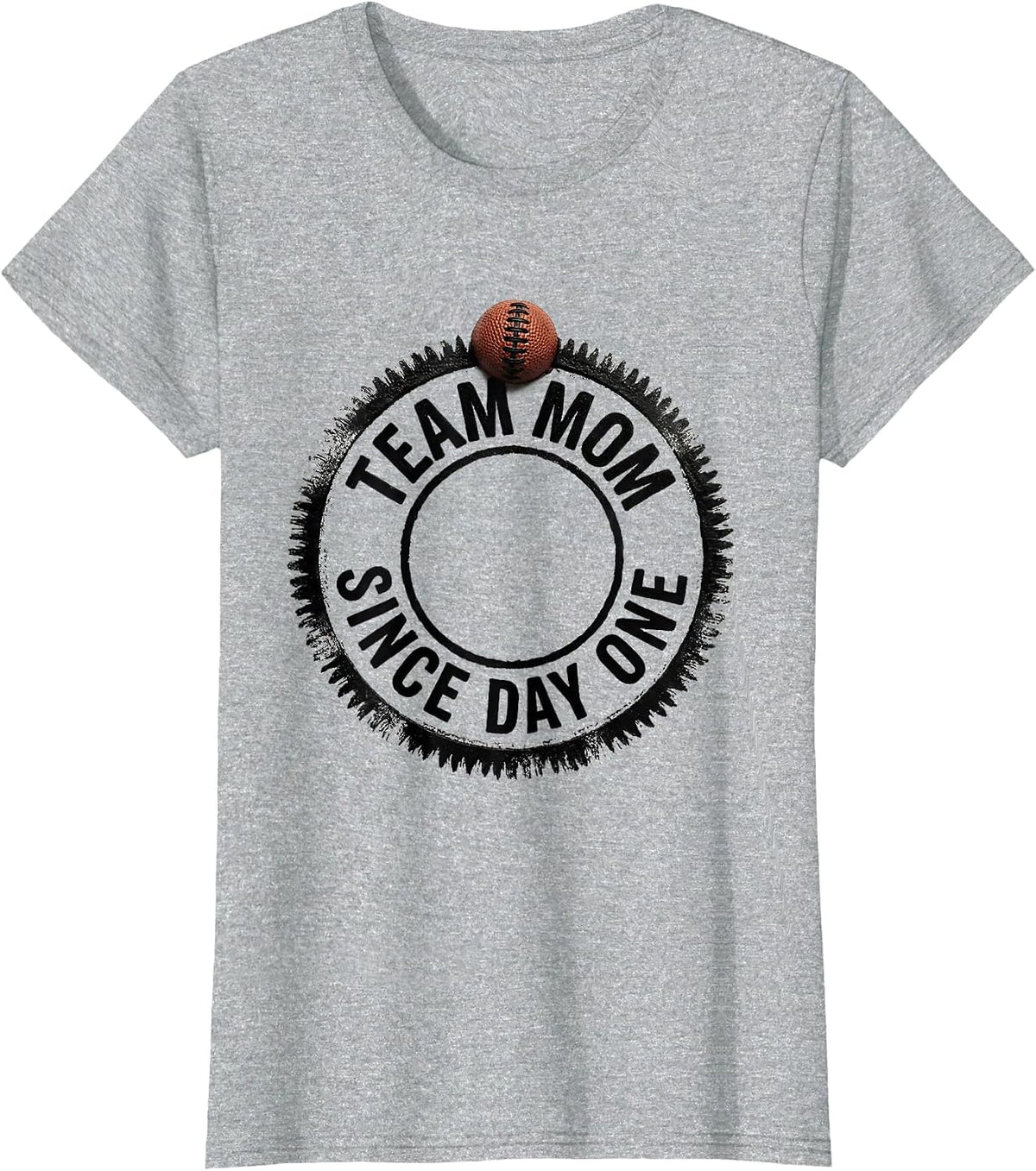 Women's Team Mom Since Day One Rubber Stamp Sports Family Matching T-Shirt - Heather Grey