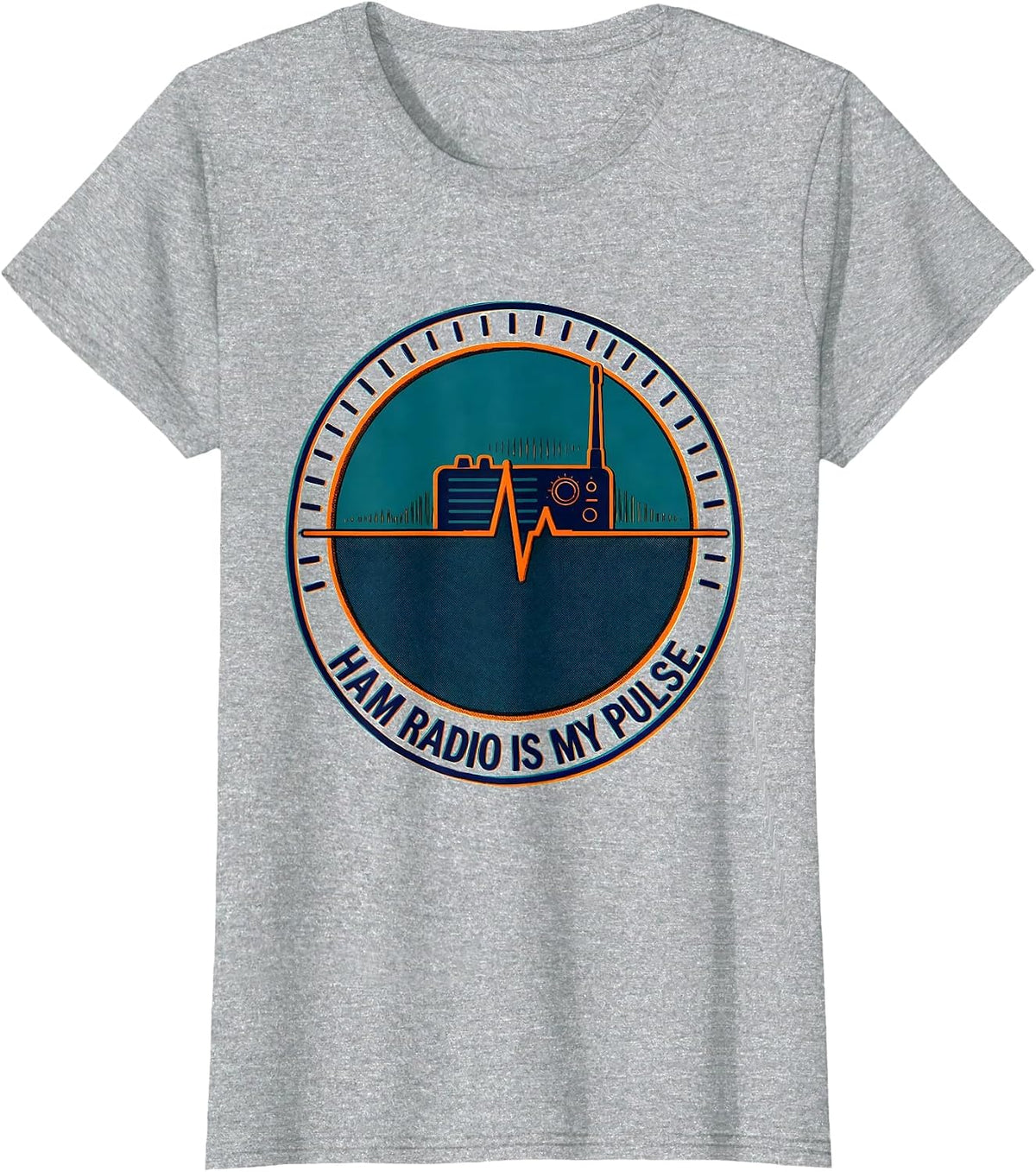 Women's Ham Radio Is My Pulse Risograph Hobbyist Novelty T-Shirt - Heather Grey
