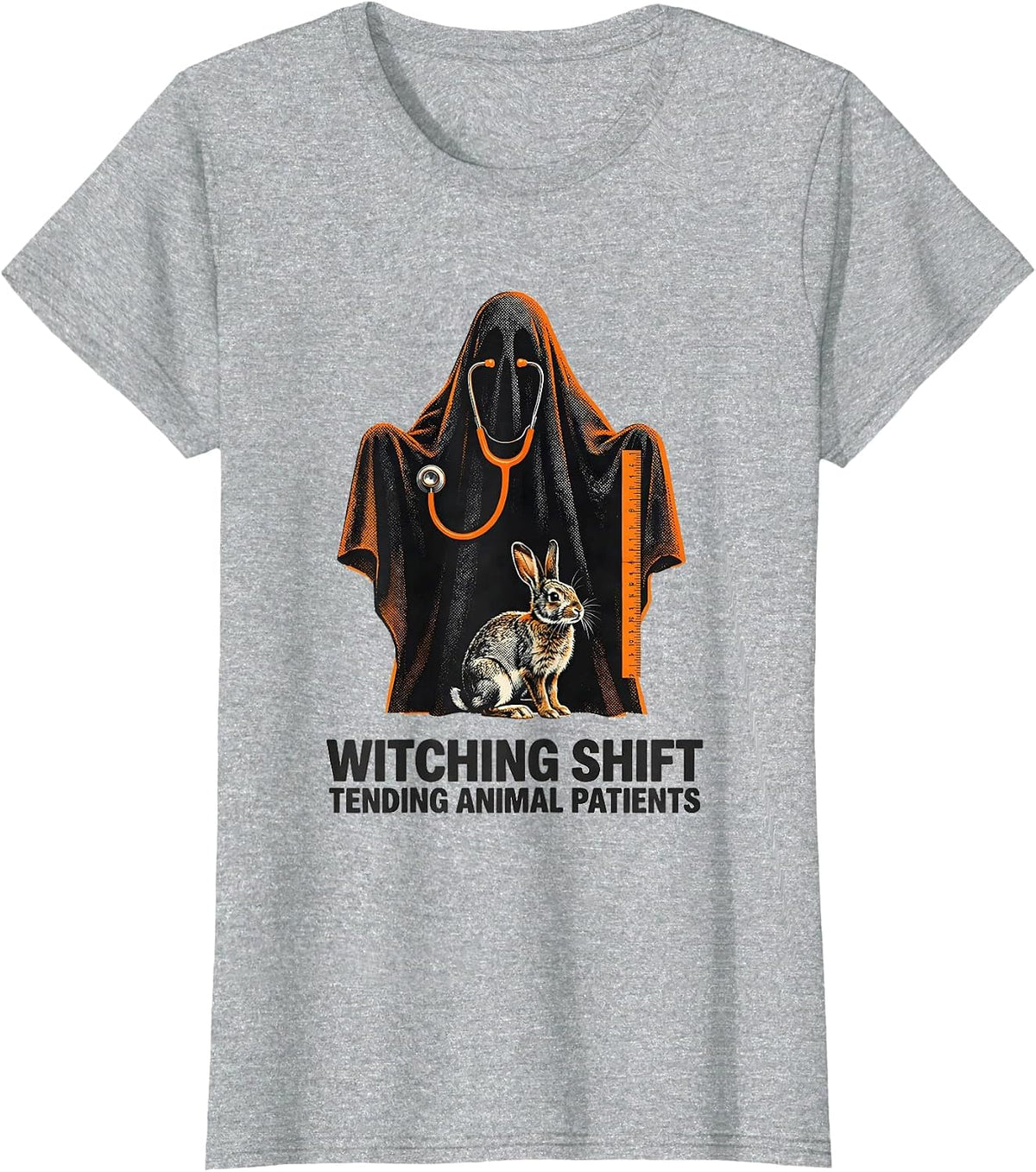 Witching Shift, Tending Animal Patients Vet Tech T-Shirt - Heather Grey