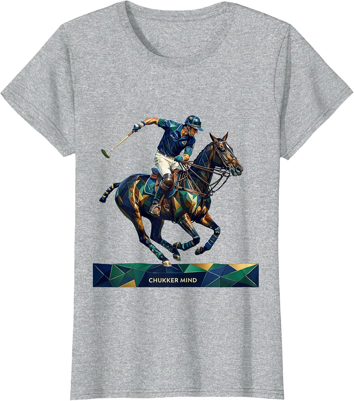 Chukker Mind Retro Polo Player Equestrian Sport Fan T-Shirt - Heather Grey